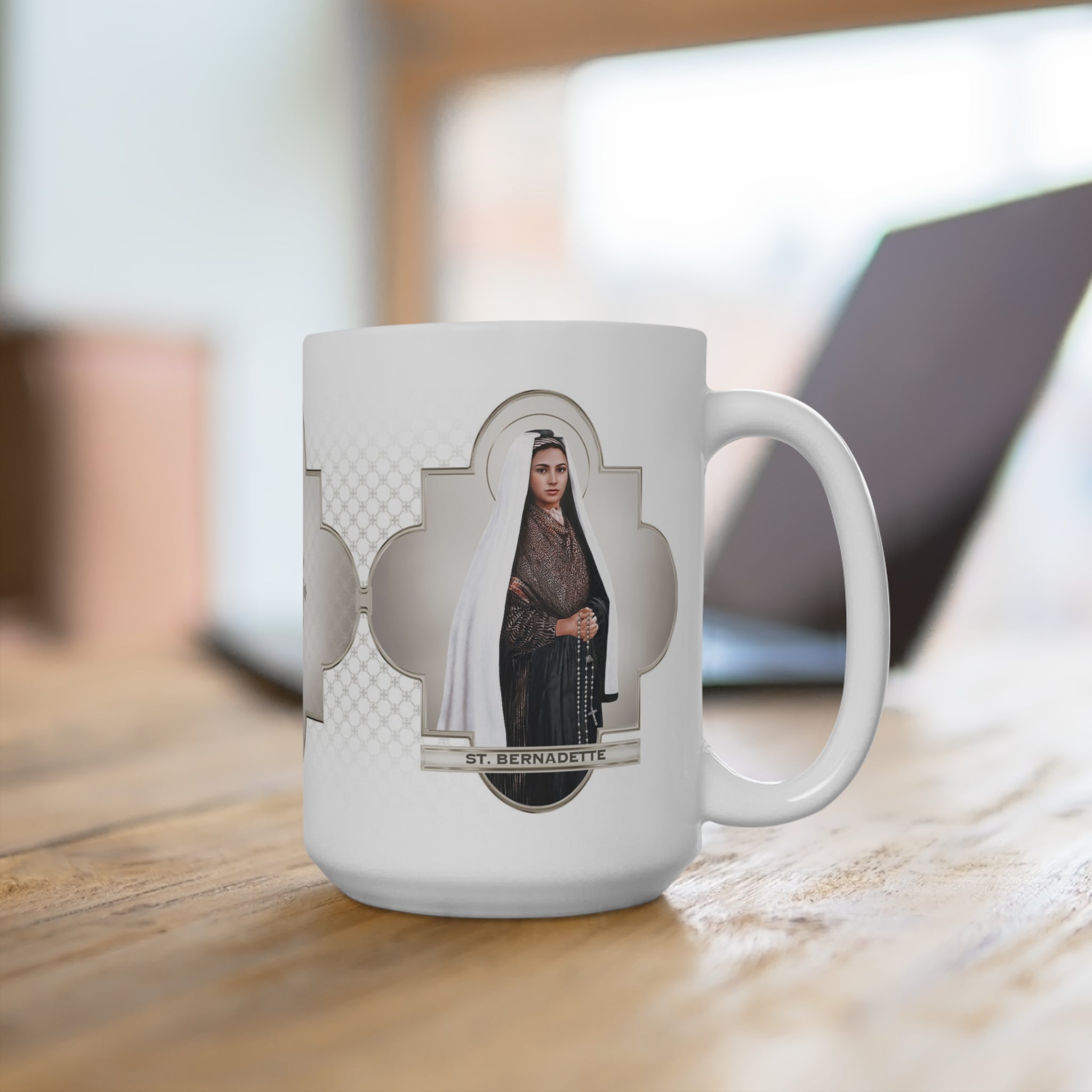 St. Bernadette Ceramic Mug (White 15 oz) - VENXARA®