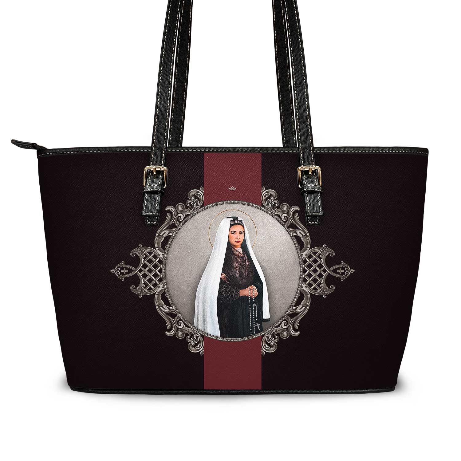 St. Bernadette Medallion Tote Bag (Black) - VENXARA®