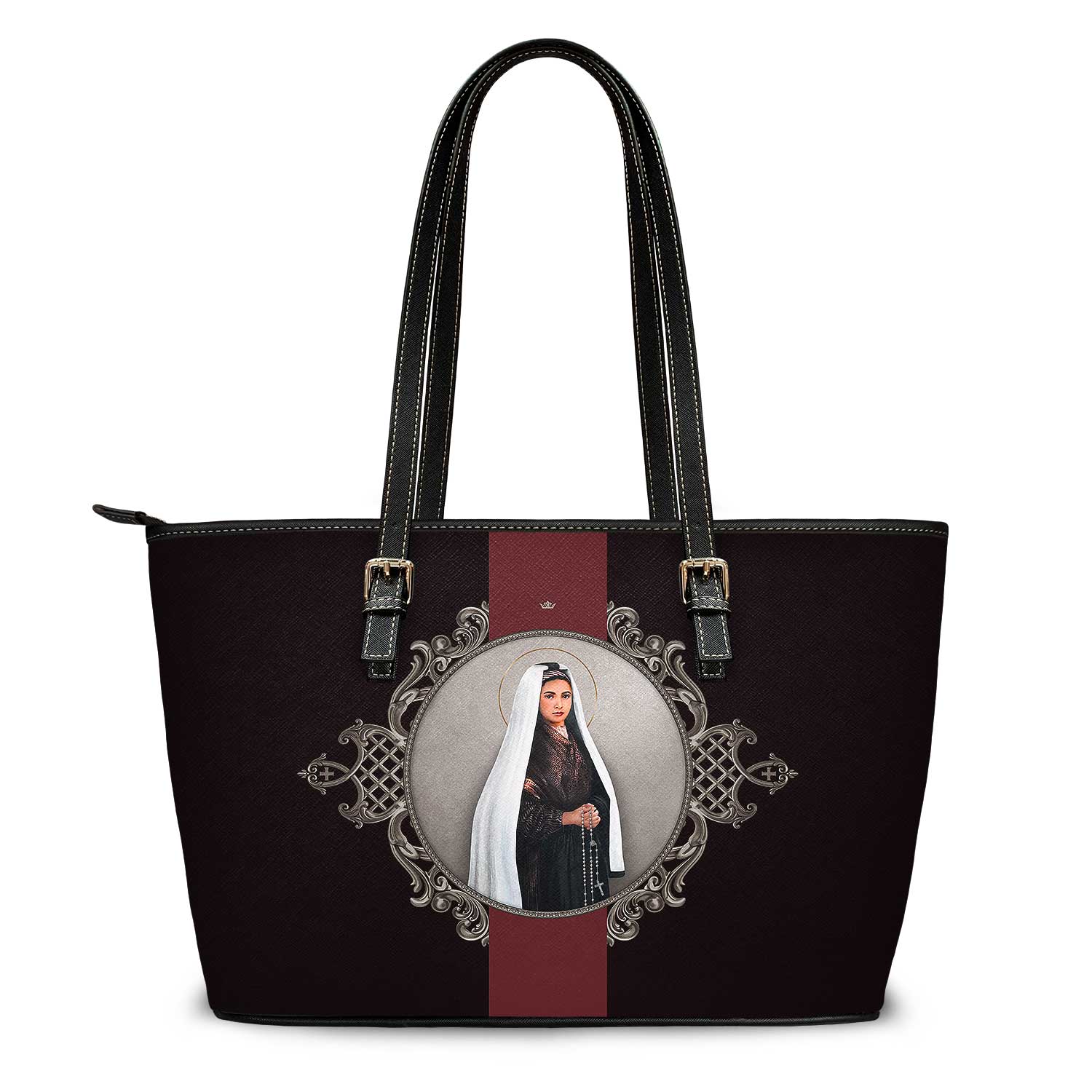 St. Bernadette Medallion Tote Bag (Black) - VENXARA®