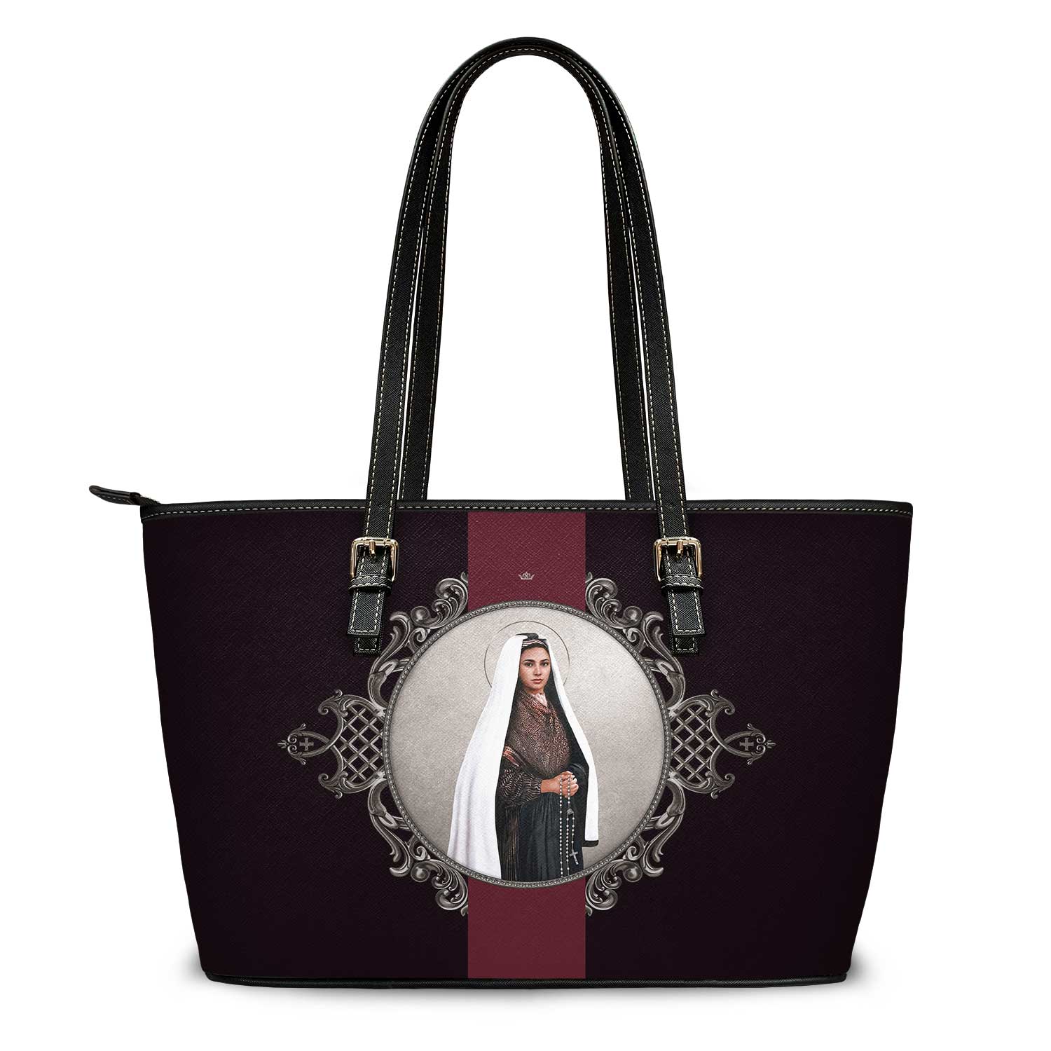 St. Bernadette Medallion Tote Bag (Black) - VENXARA®