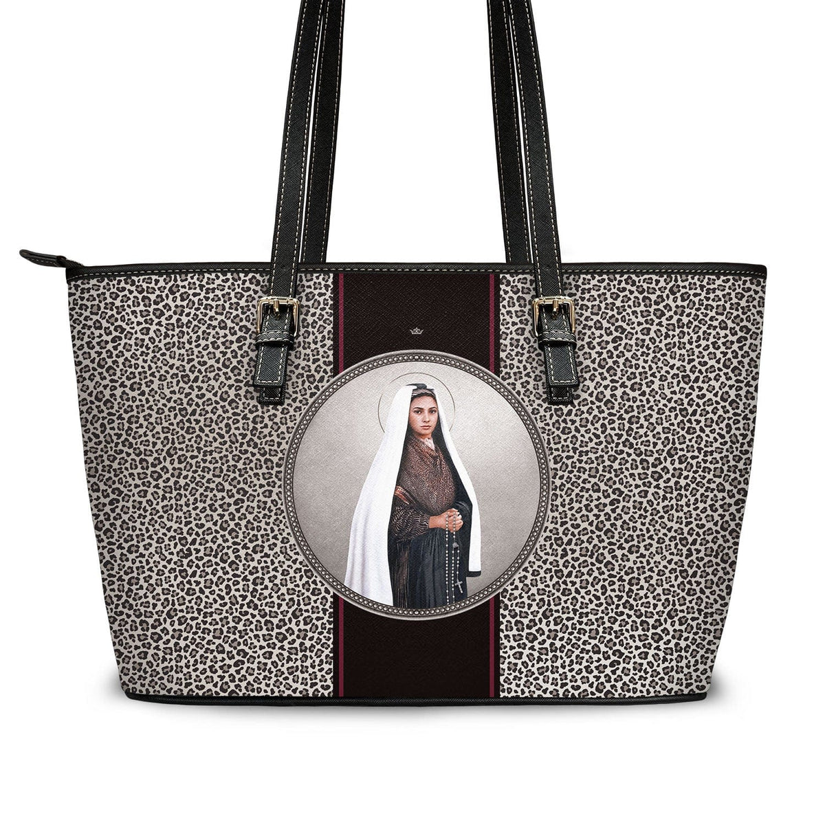 St. Bernadette Medallion Tote Bag (Leopard) Copyright VENXARA