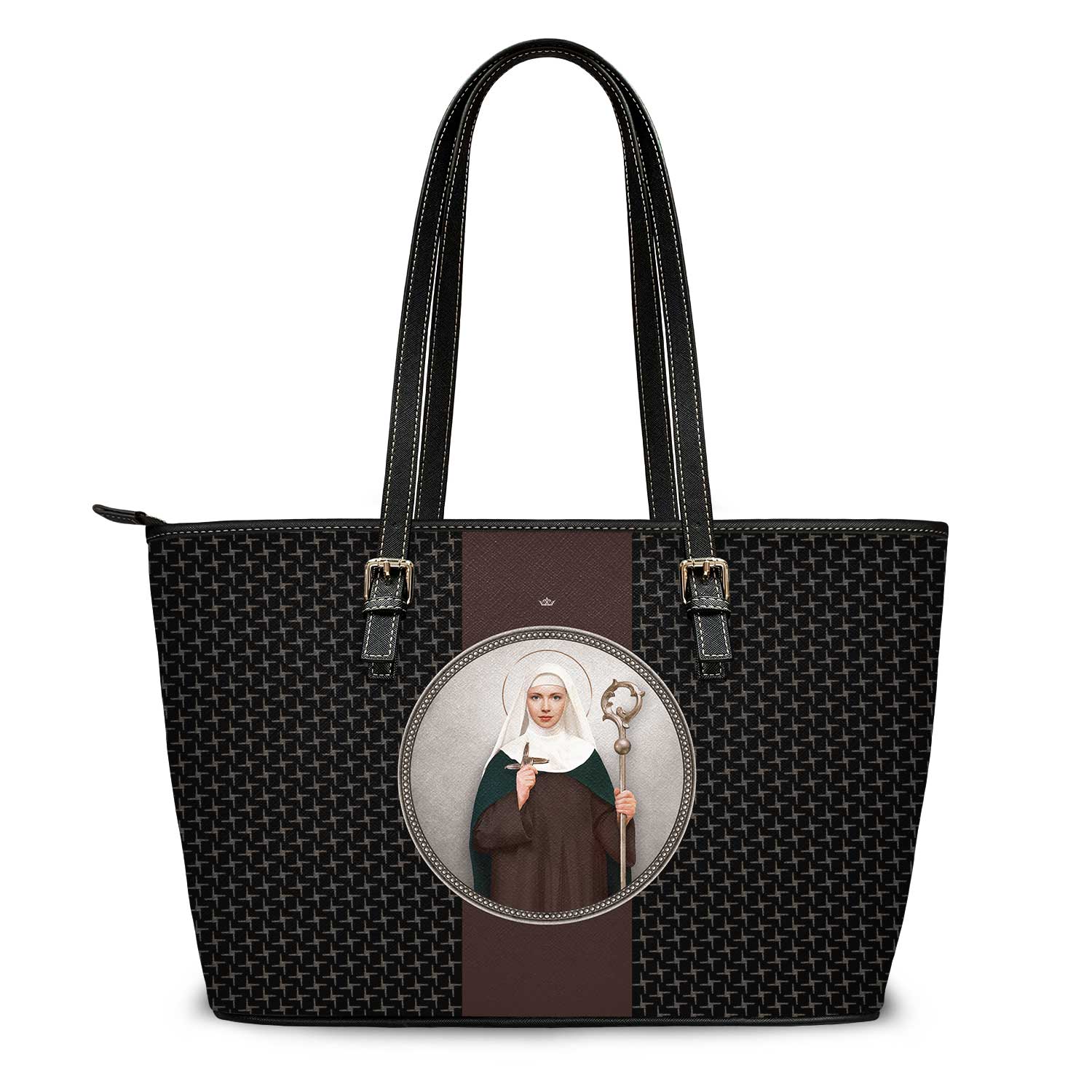 St. Brigid of Ireland Medallion Crosses Tote Bag (Black) - VENXARA®