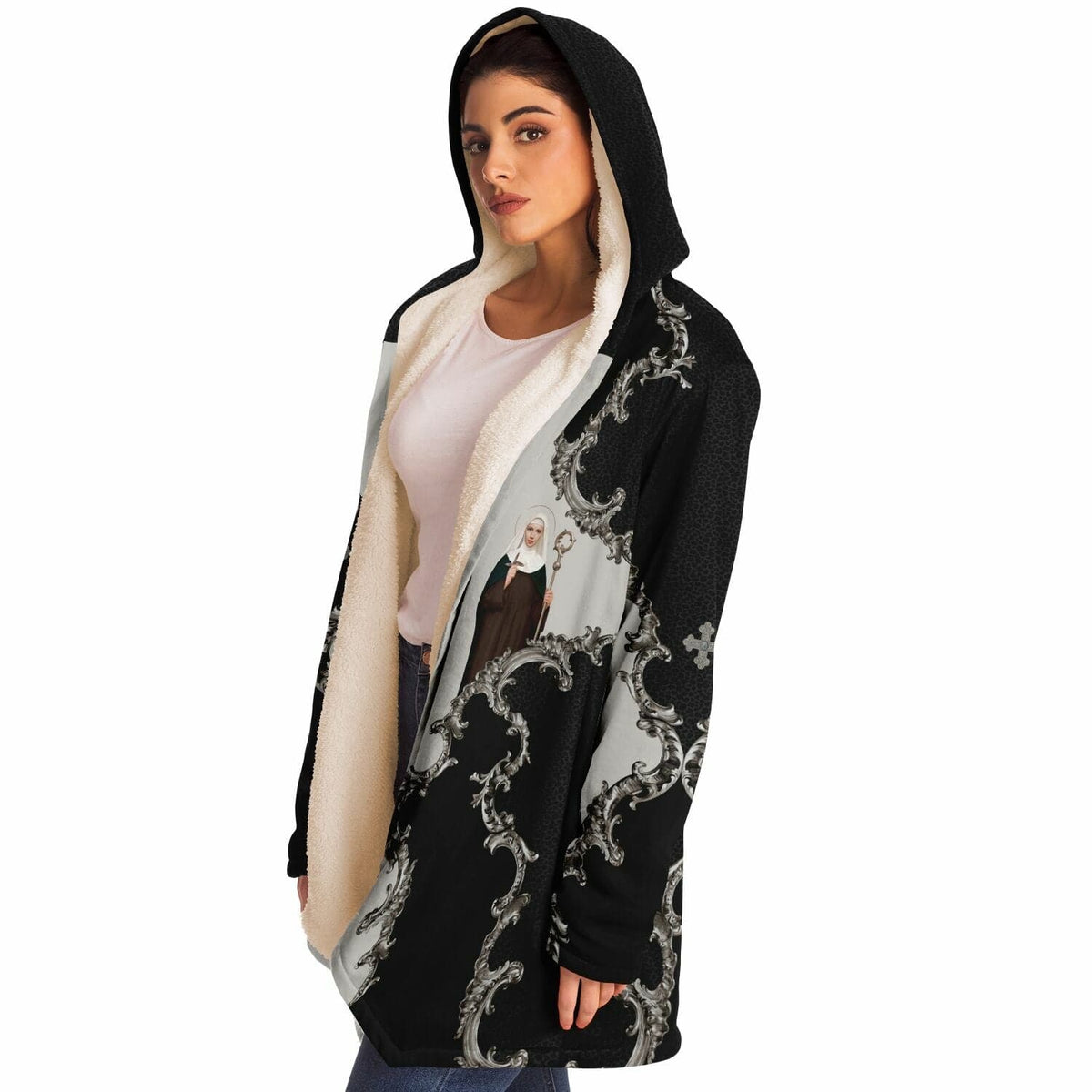 St. Brigid of Ireland Microfleece Cloak (Baroque Leopard) Copyright VENXARA