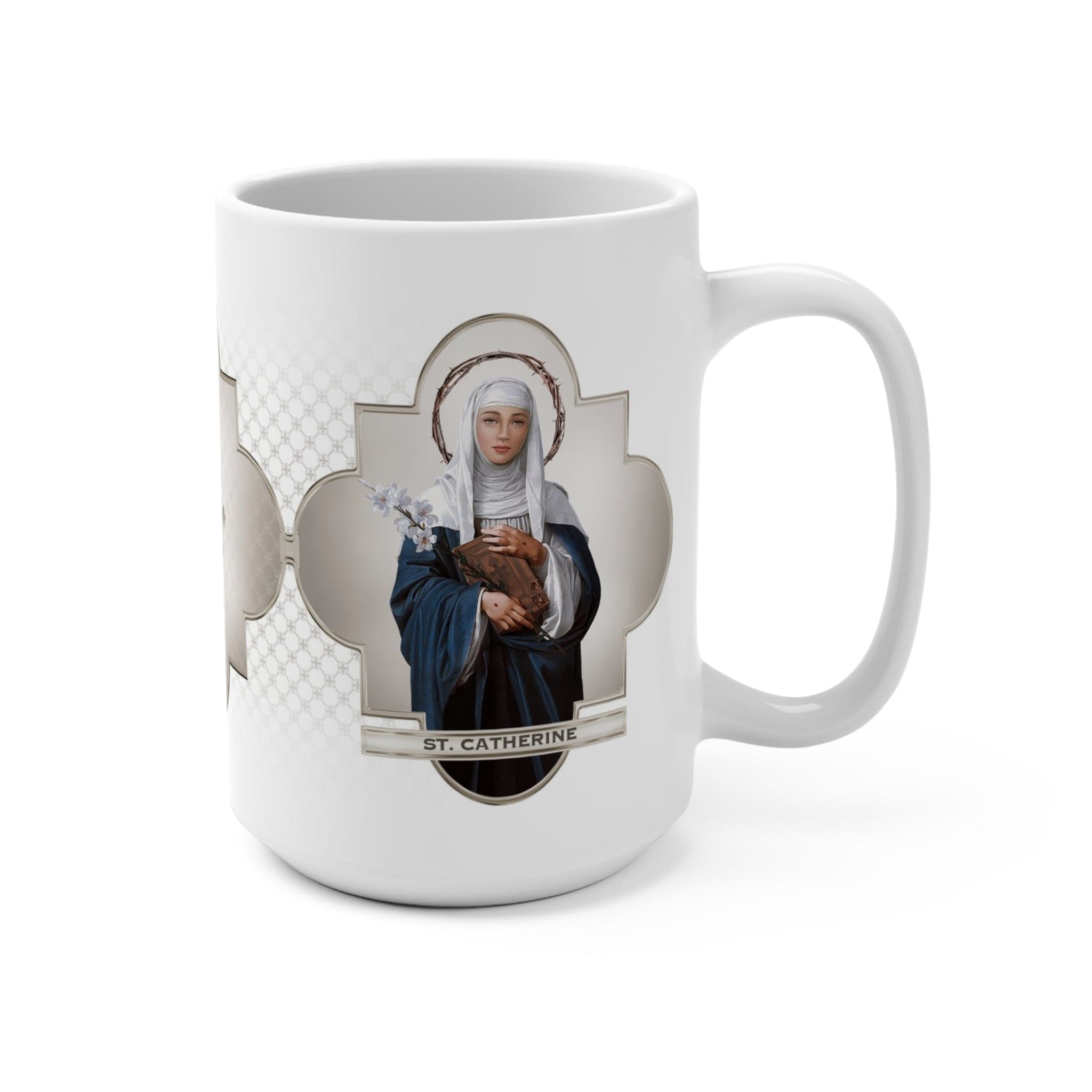 St. Catherine of Siena Ceramic Mug (White 15 oz) Copyright VENXARA