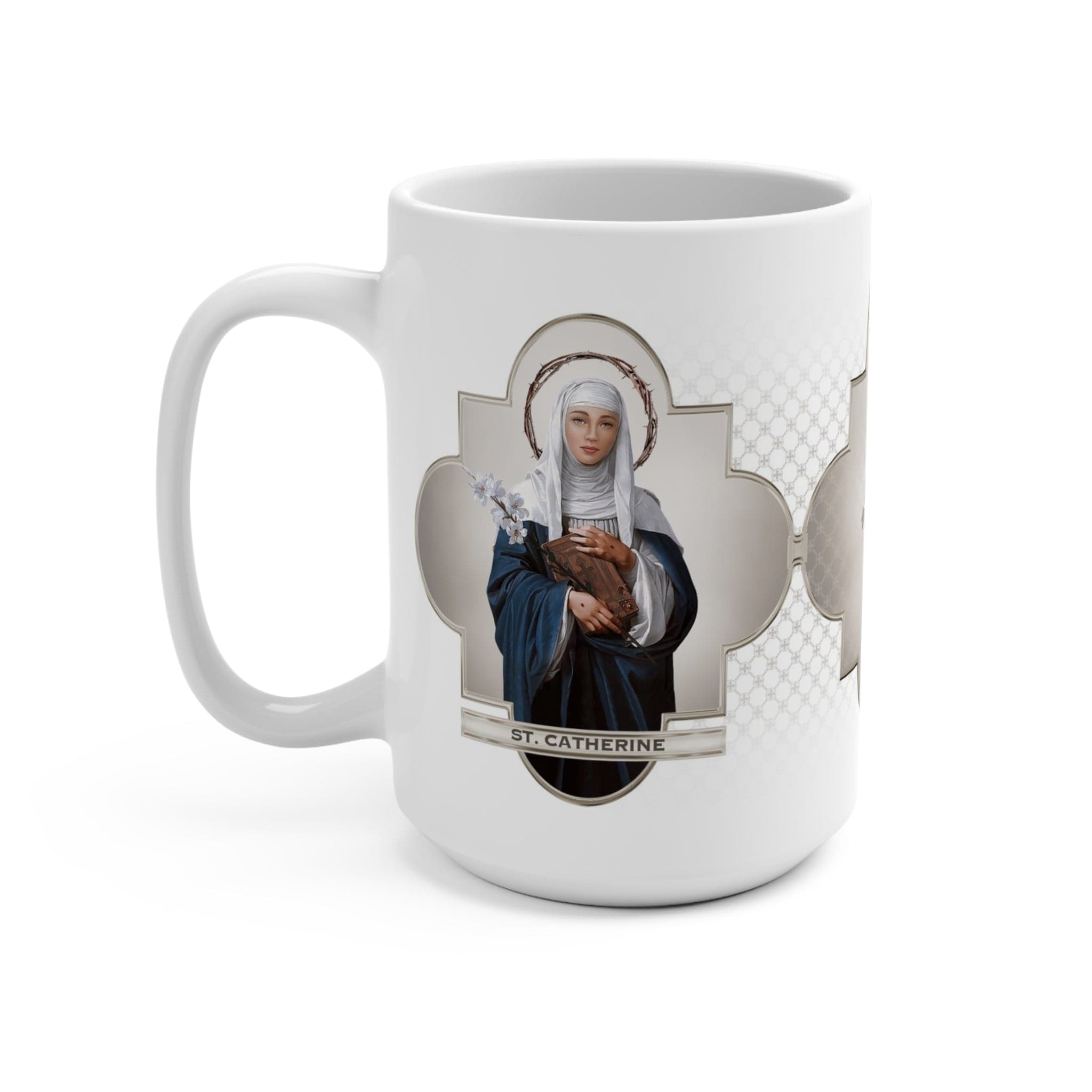St. Catherine of Siena Ceramic Mug (White 15 oz) Copyright VENXARA
