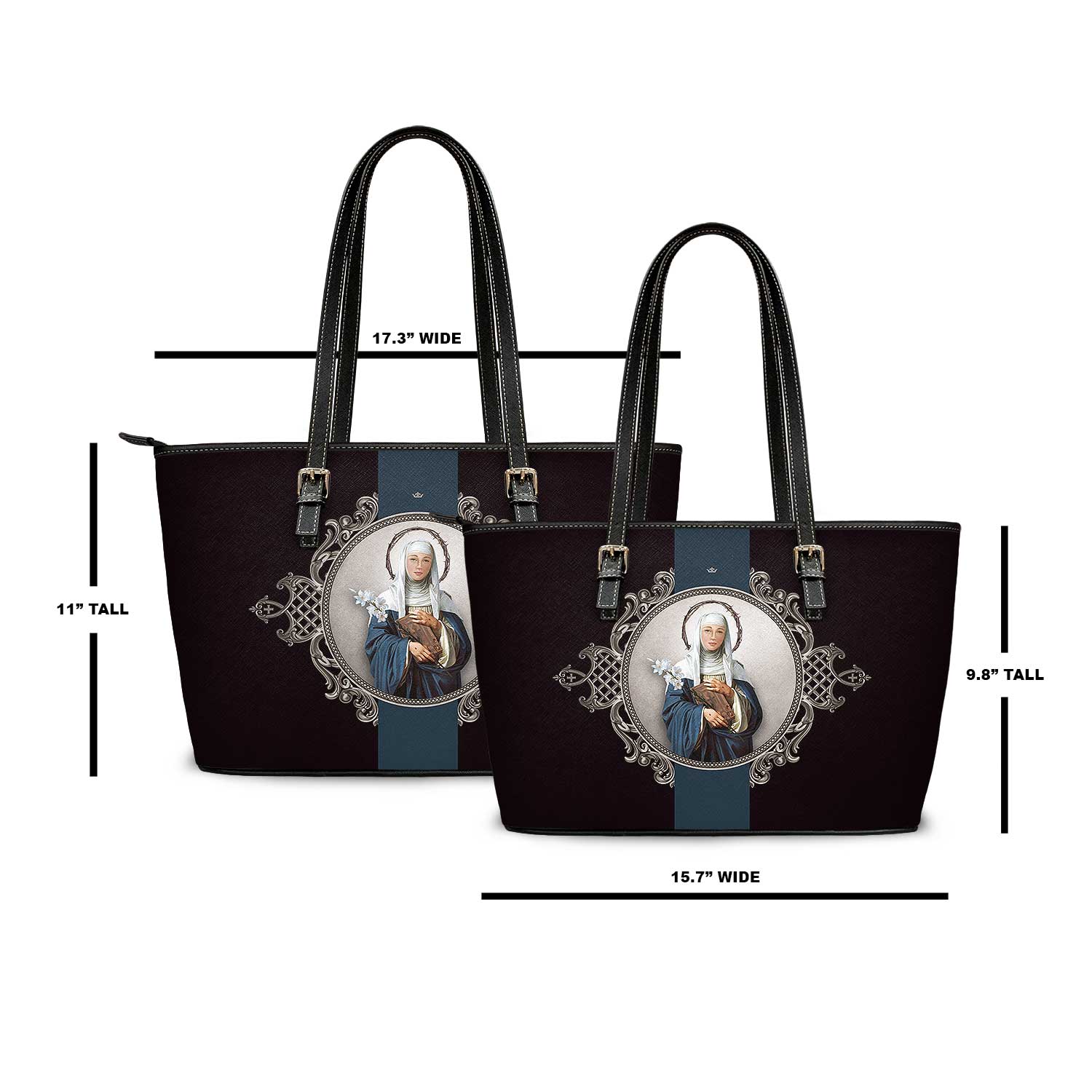 St. Catherine of Siena Medallion Tote Bag (Black) - VENXARA®