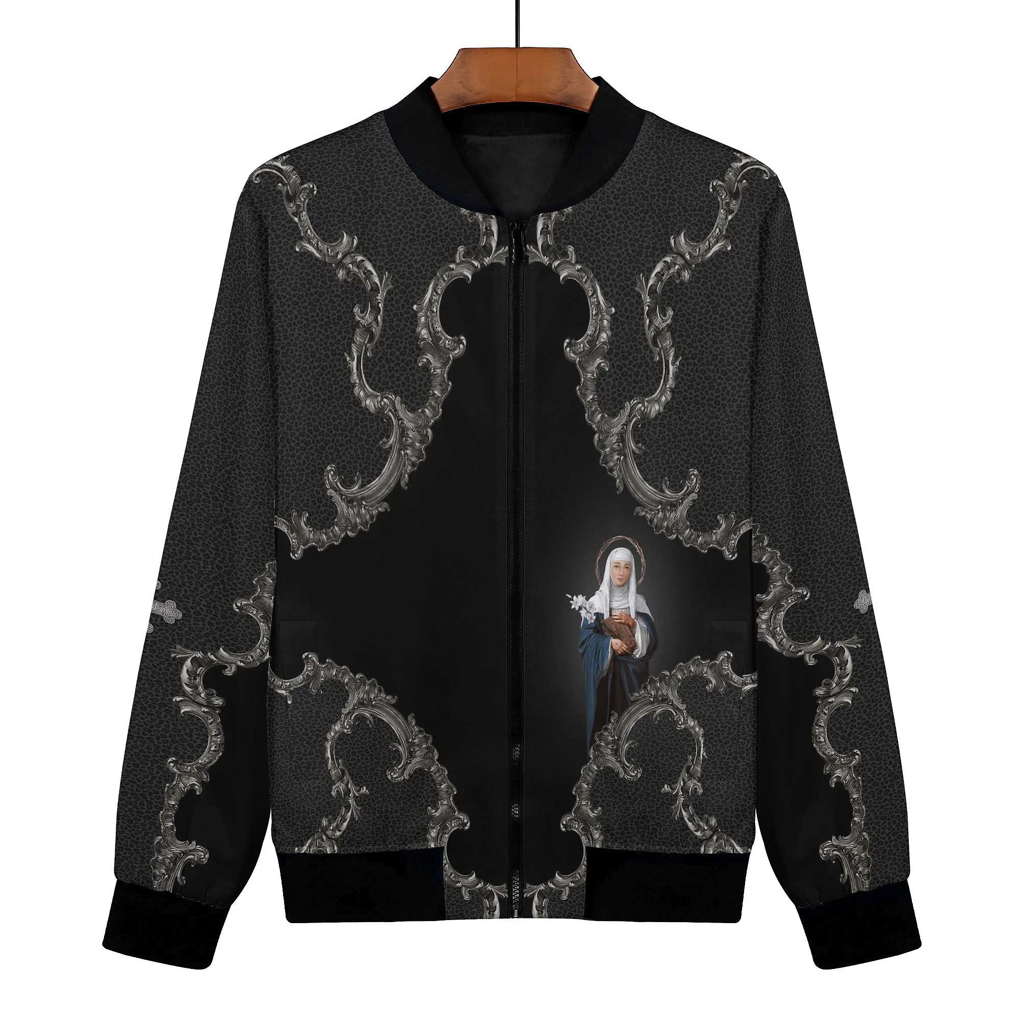 St. Catherine of Siena Women's Jacket (Black Leopard Baroque) - VENXARA®