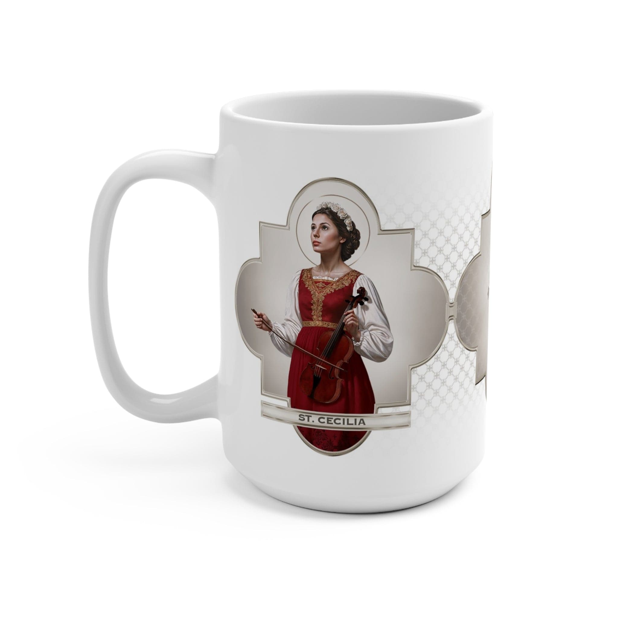 St. Cecilia Ceramic Mug (White 15 oz) Copyright VENXARA