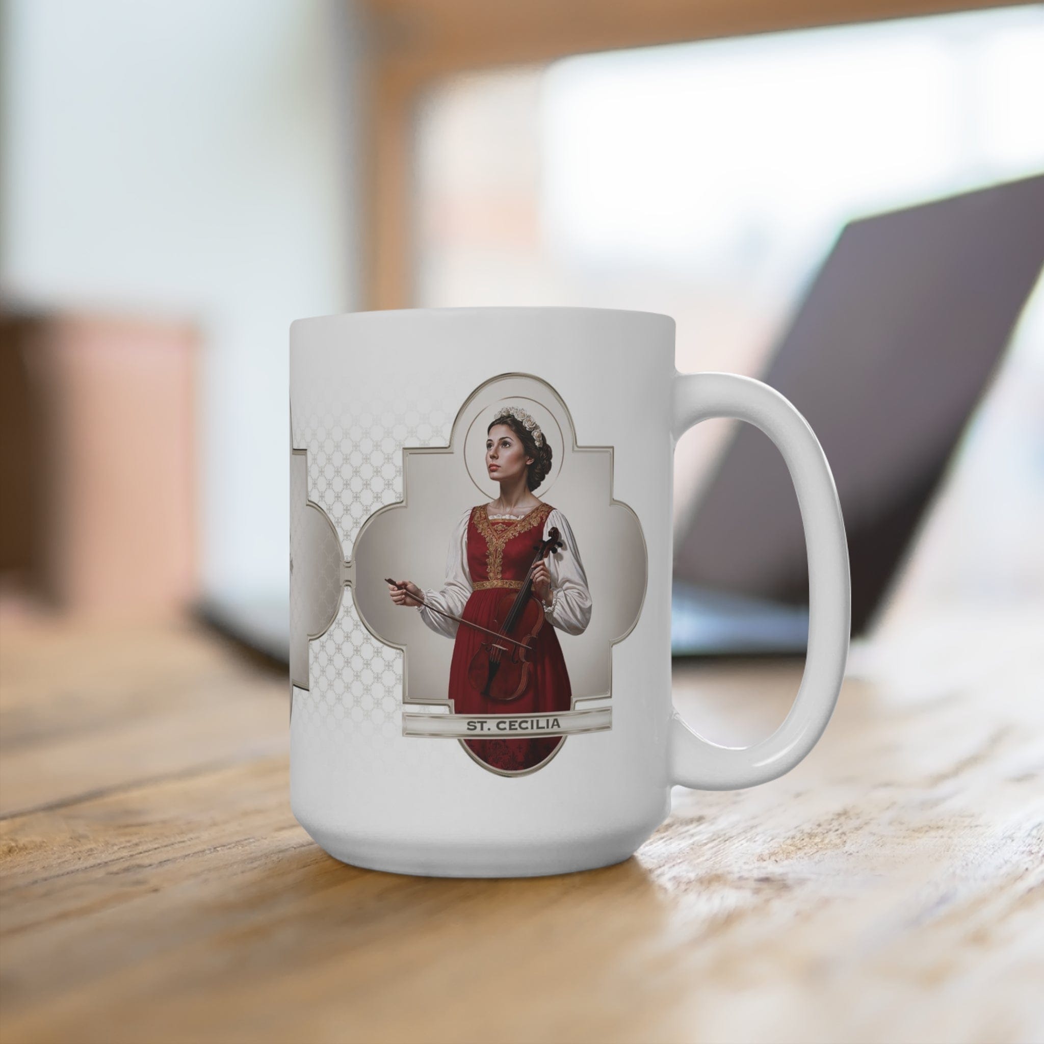 St. Cecilia Ceramic Mug (White 15 oz) Copyright VENXARA