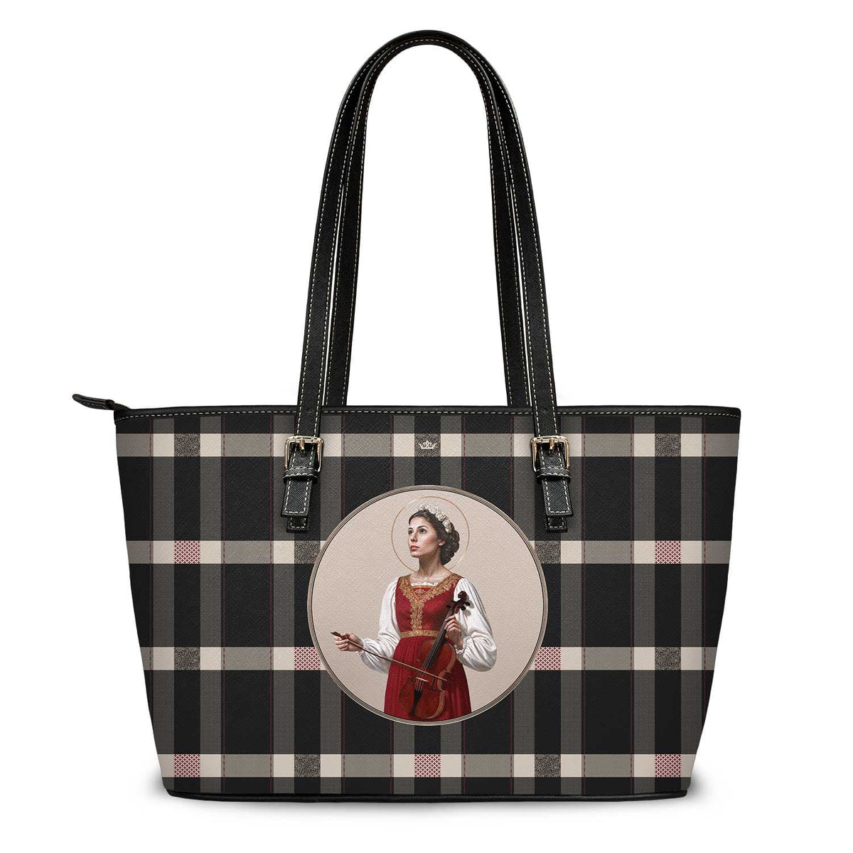 St. Cecilia Tote Bag (Plaid) Copyright VENXARA