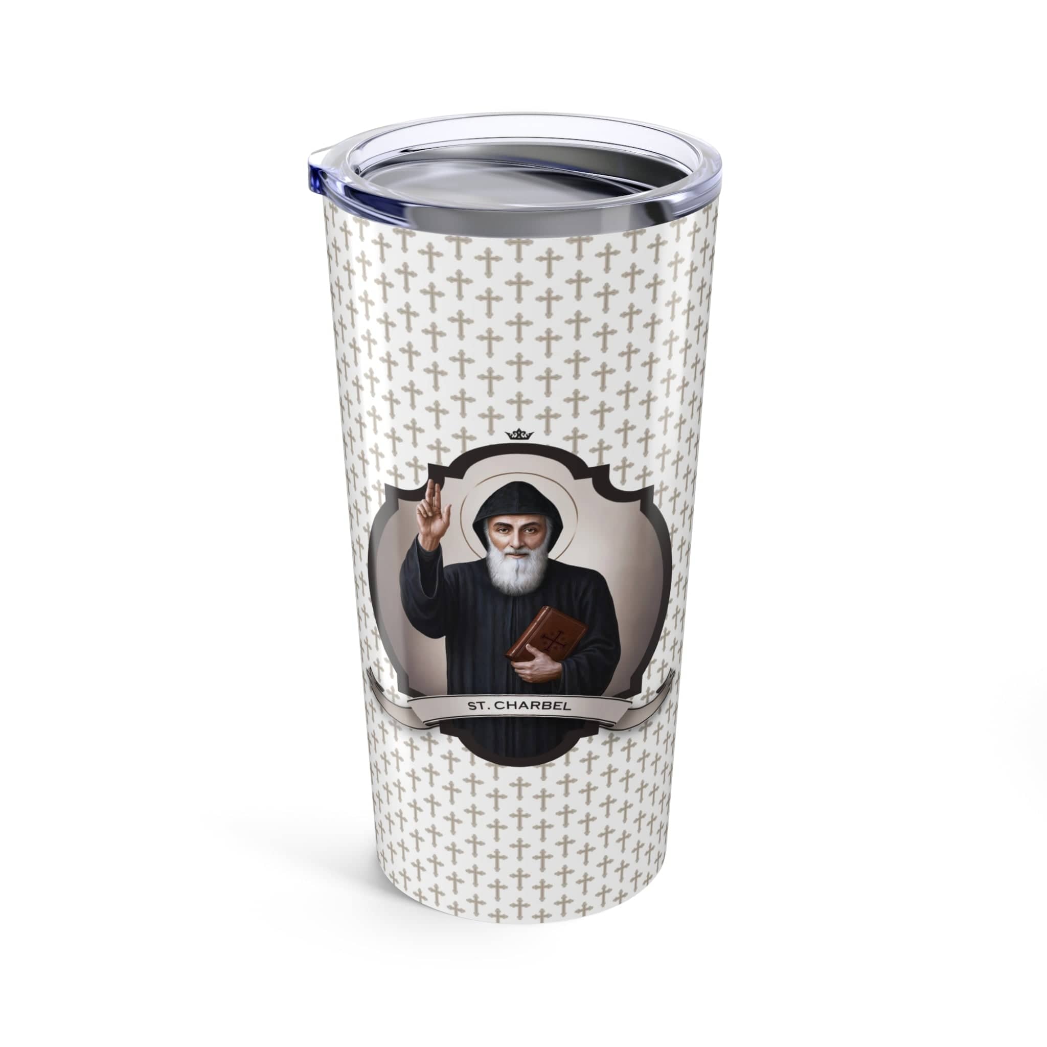 St. Charbel Tumbler (Crosses 20 oz) Copyright VENXARA