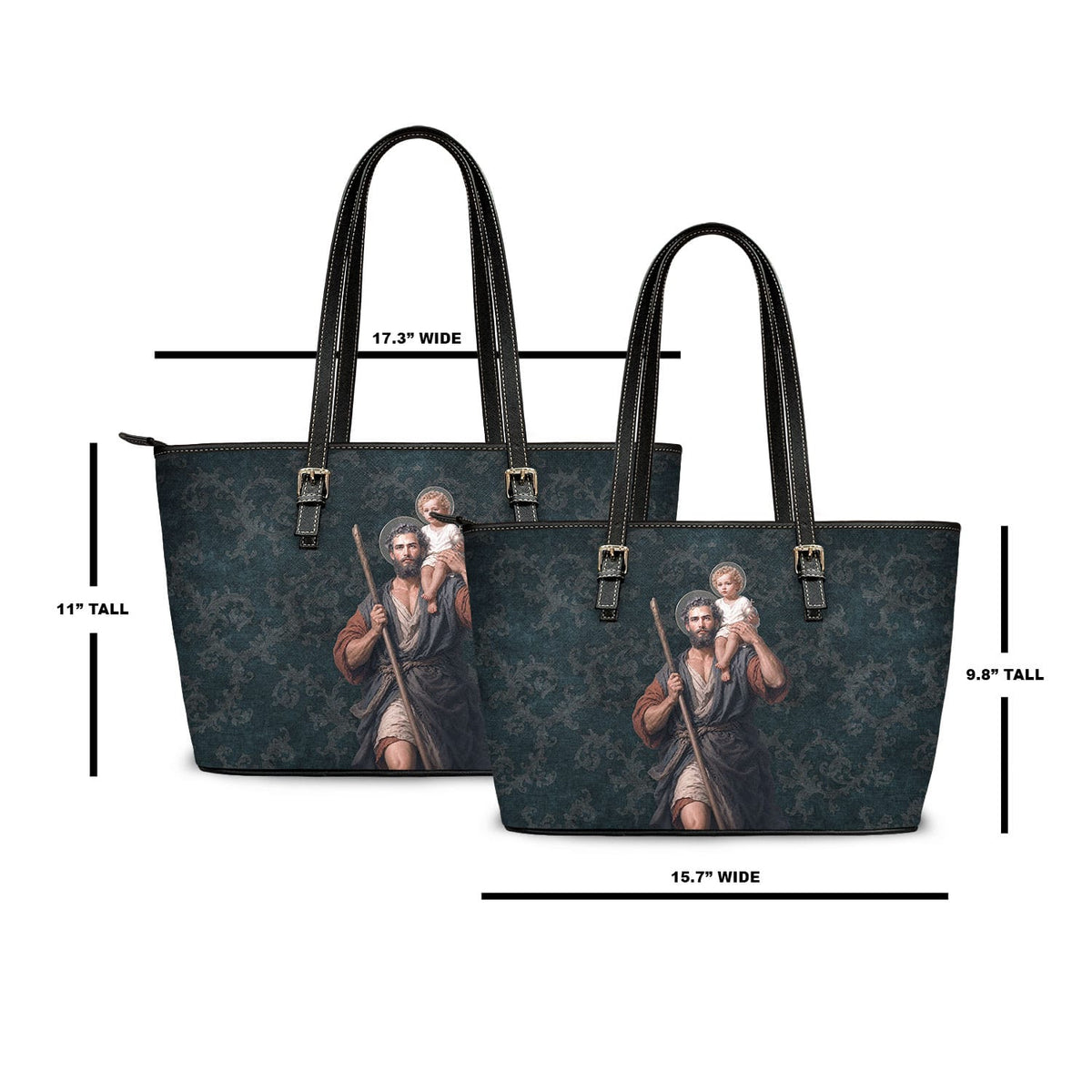 St. Christopher Tote Bag (Damask Dark Blue) Copyright VENXARA
