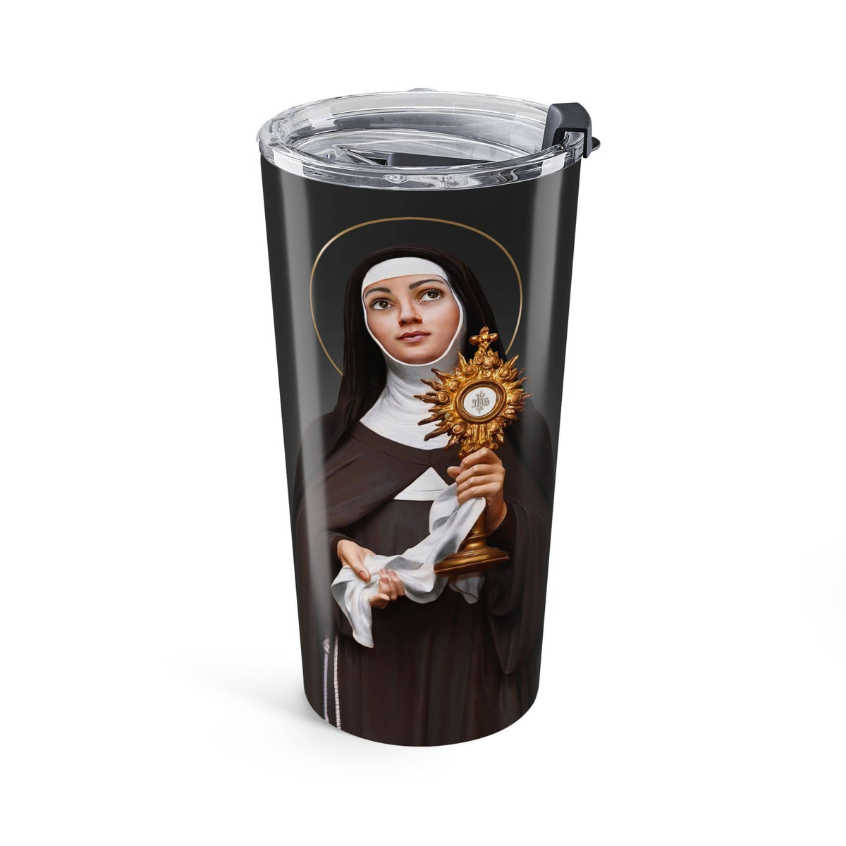 St. Clare of Assisi Lord's Prayer Tumbler (Ash 20 oz) Copyright VENXARA