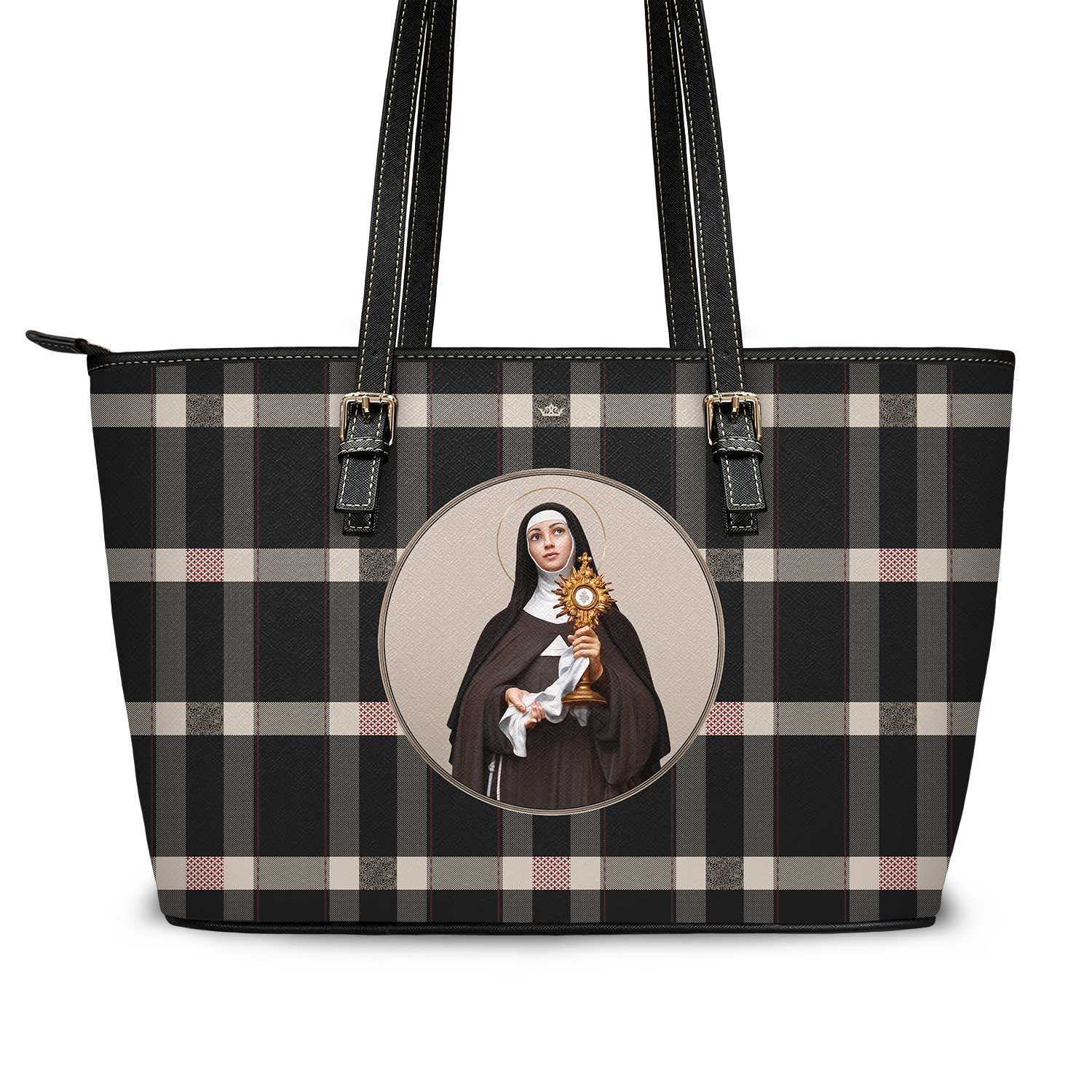 St. Clare of Assisi Tote Bag (Plaid)