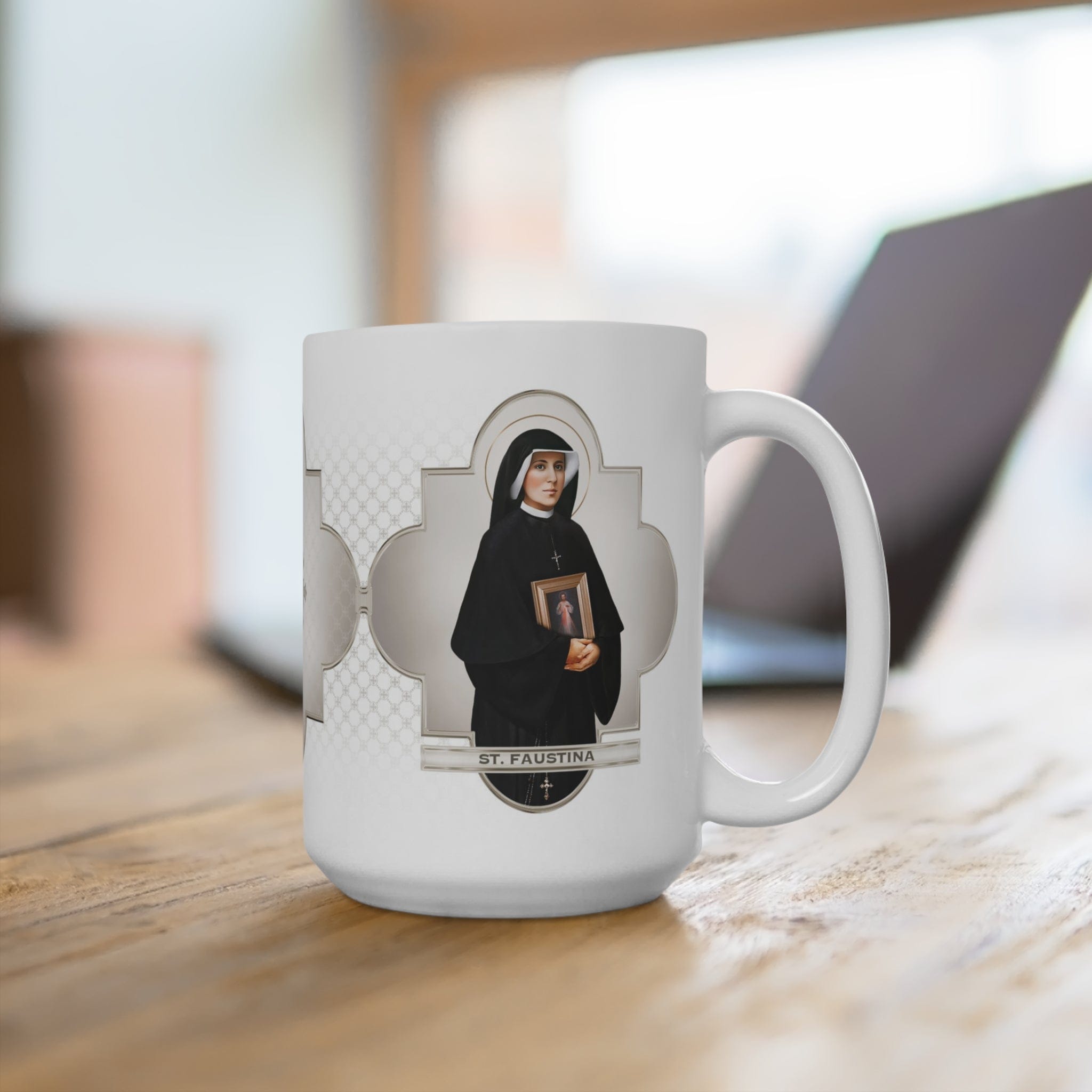 St. Faustina Ceramic Mug (White 15 oz) Copyright VENXARA