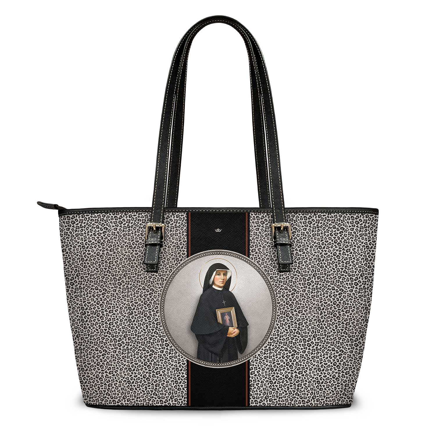 St. Faustina Medallion Tote Bag (Leopard) - VENXARA®