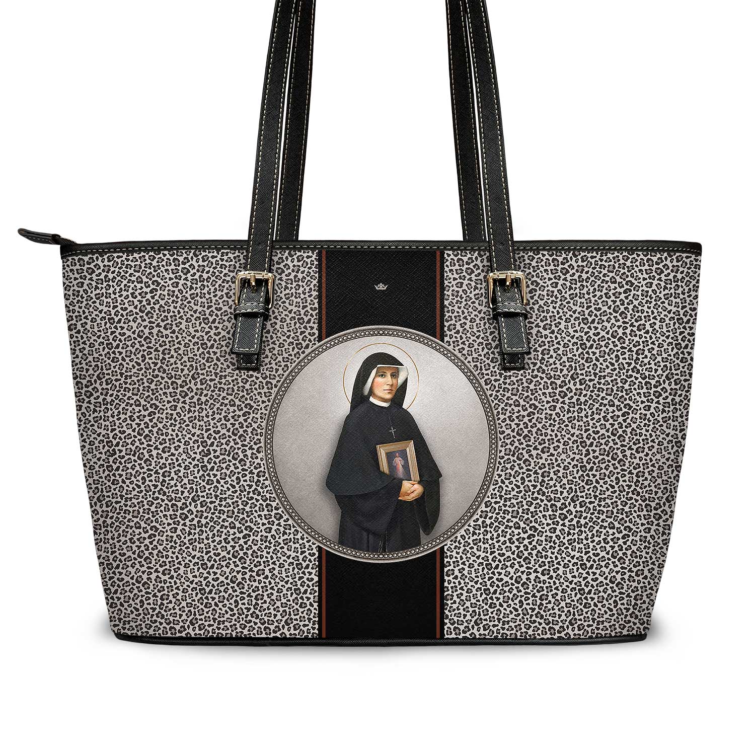 St. Faustina Medallion Tote Bag (Leopard) - VENXARA®