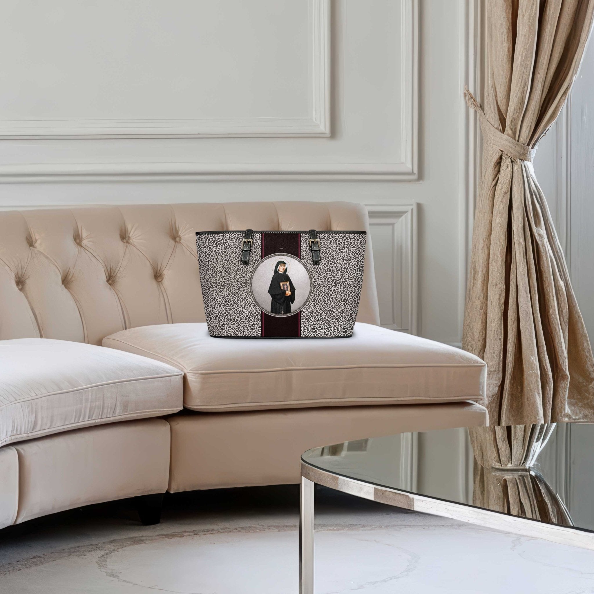 St. Faustina Medallion Tote Bag (Leopard) - VENXARA®