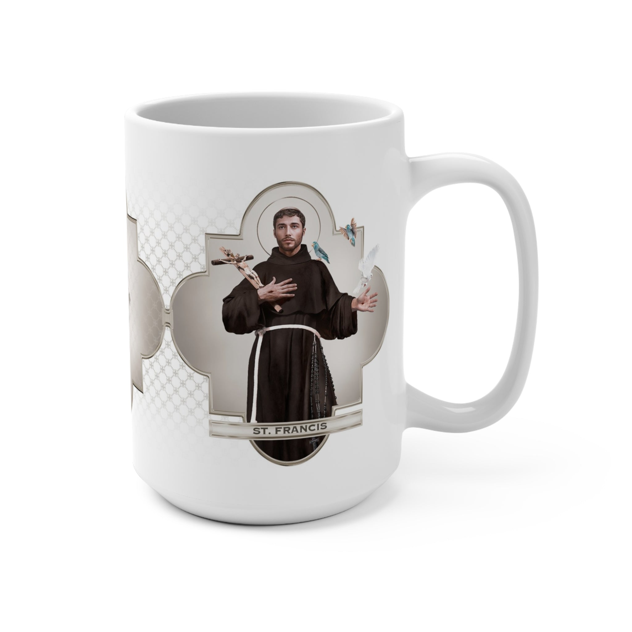 St. Francis of Assisi Ceramic Mug (White 15 oz) - VENXARA®