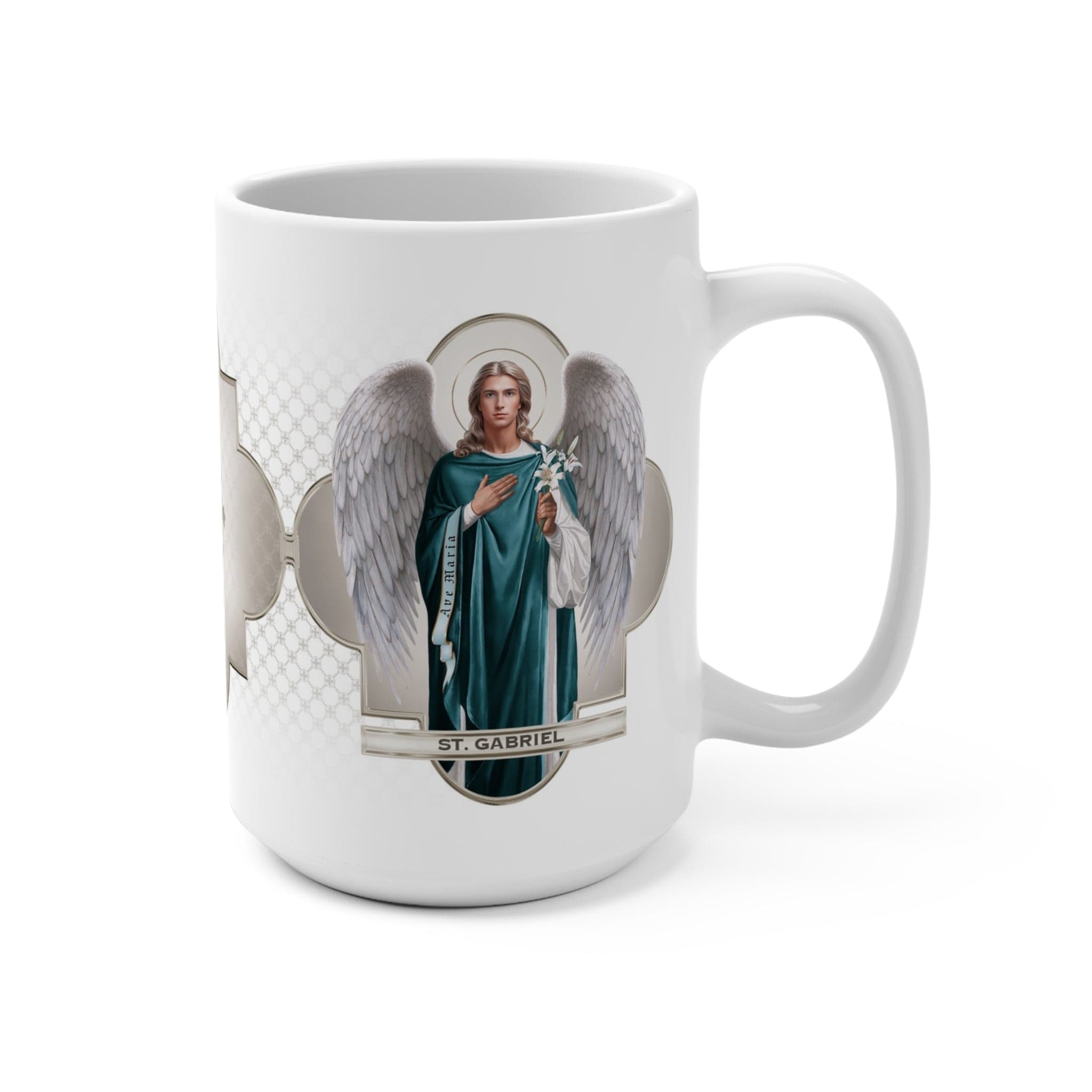 St. Gabriel the Archangel Ceramic Mug (White 15 oz) Copyright VENXARA