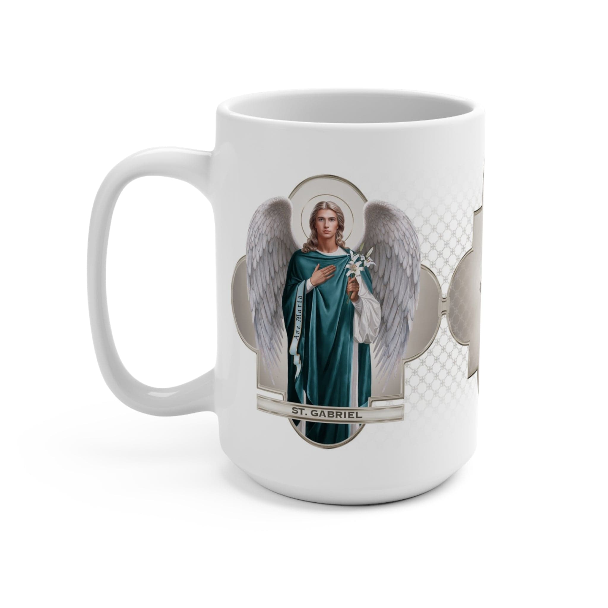 St. Gabriel the Archangel Ceramic Mug (White 15 oz) Copyright VENXARA