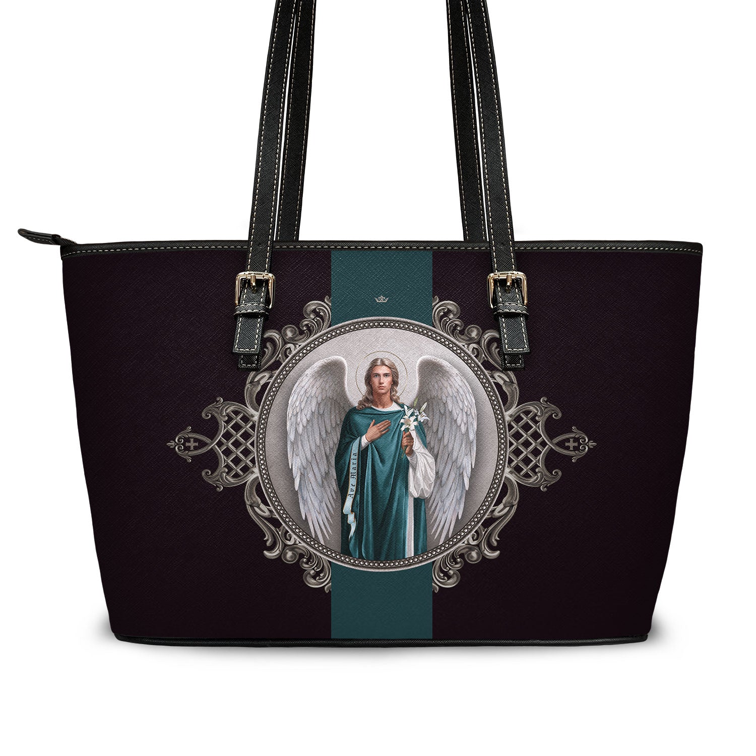 St. Gabriel the Archangel Medallion Tote Bag (Black) - VENXARA®