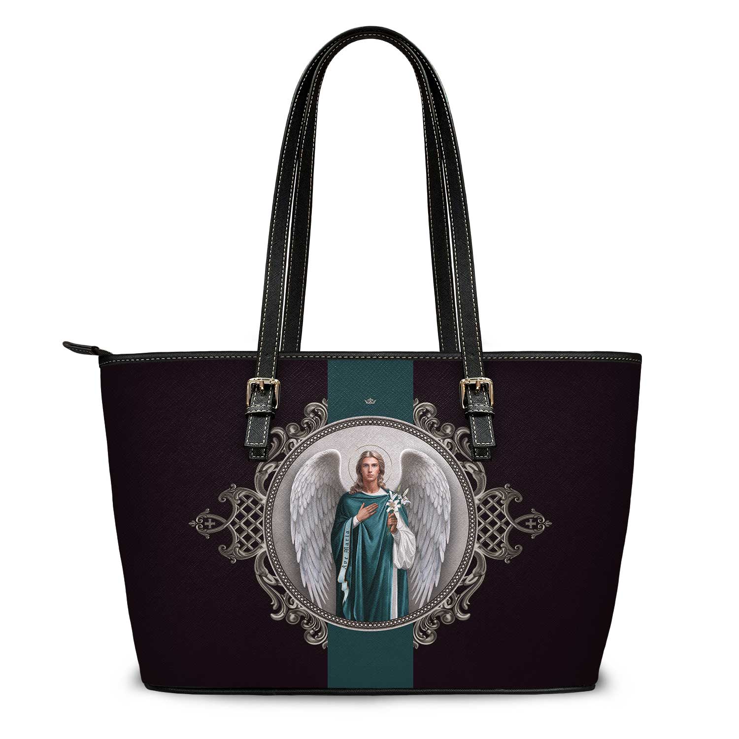 St. Gabriel the Archangel Medallion Tote Bag (Black) - VENXARA®