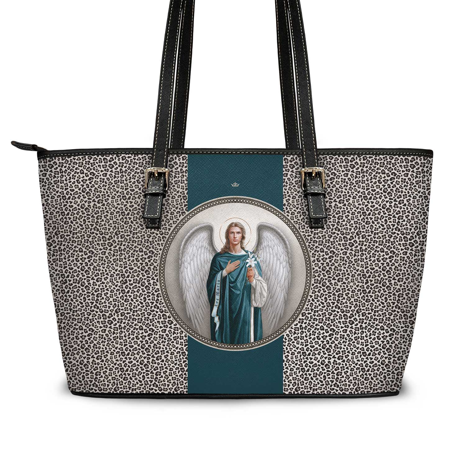 St. Gabriel the Archangel Medallion Tote Bag (Leopard) - VENXARA®