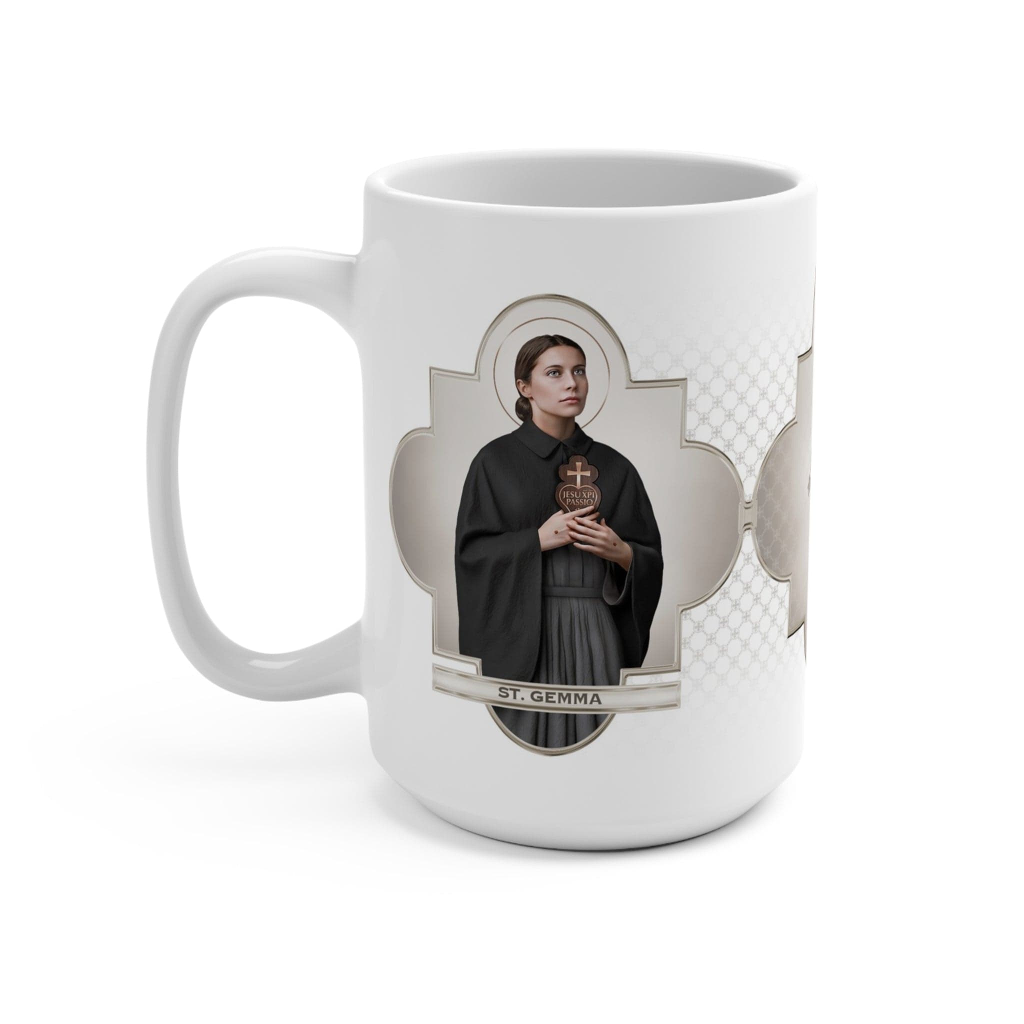 St. Gemma Galgani Ceramic Mug (White 15 oz) Copyright VENXARA