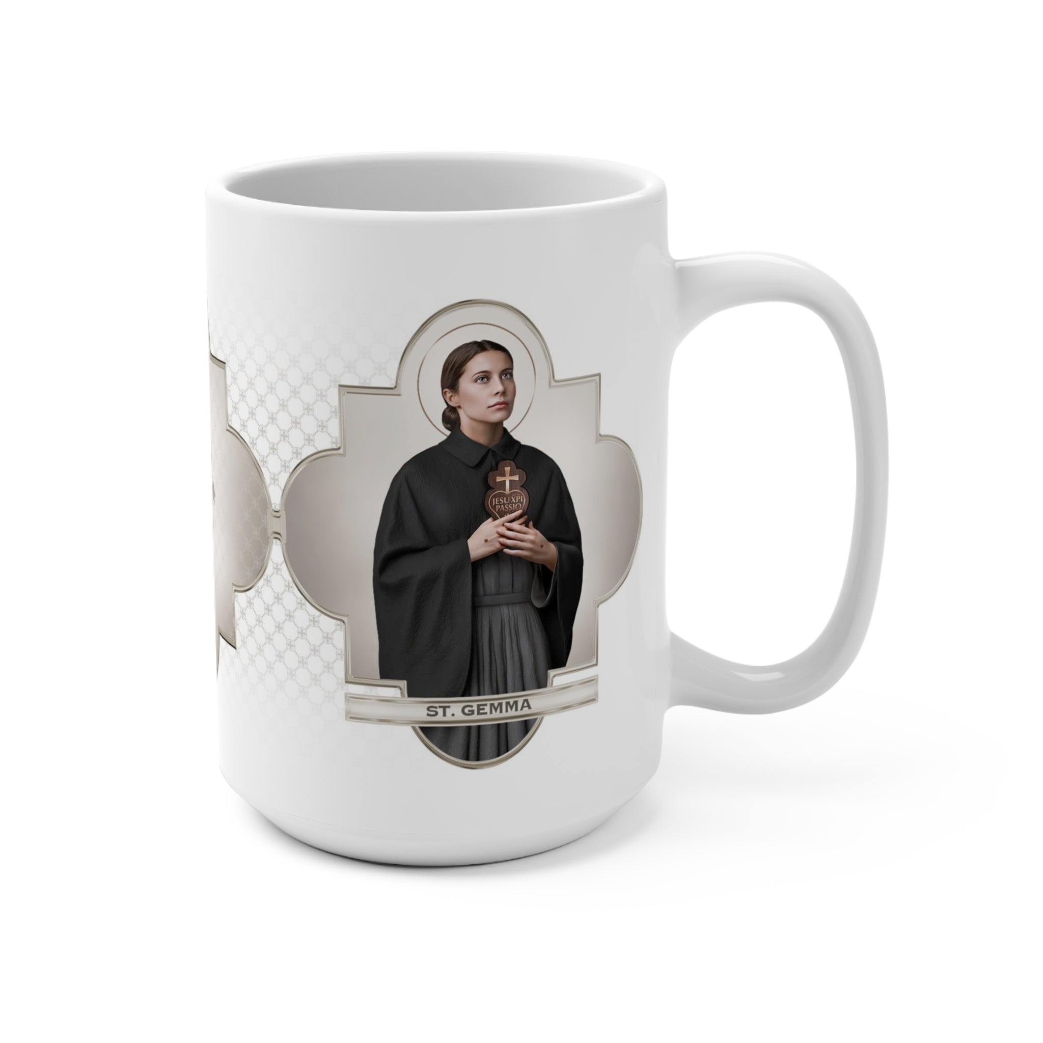 St. Gemma Galgani Ceramic Mug (White 15 oz) - VENXARA®