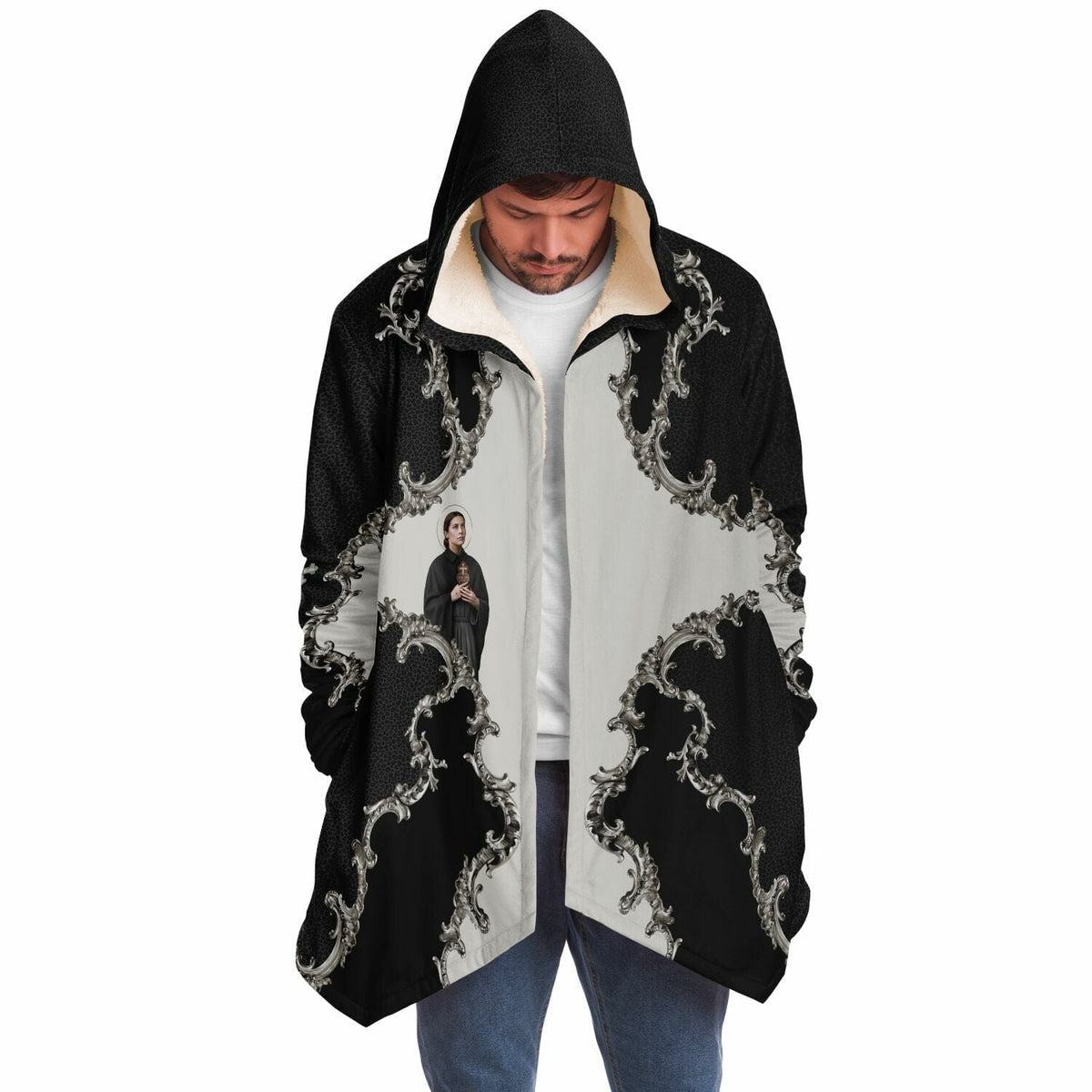 St. Gemma Galgani Microfleece Cloak (Baroque Leopard) Copyright VENXARA
