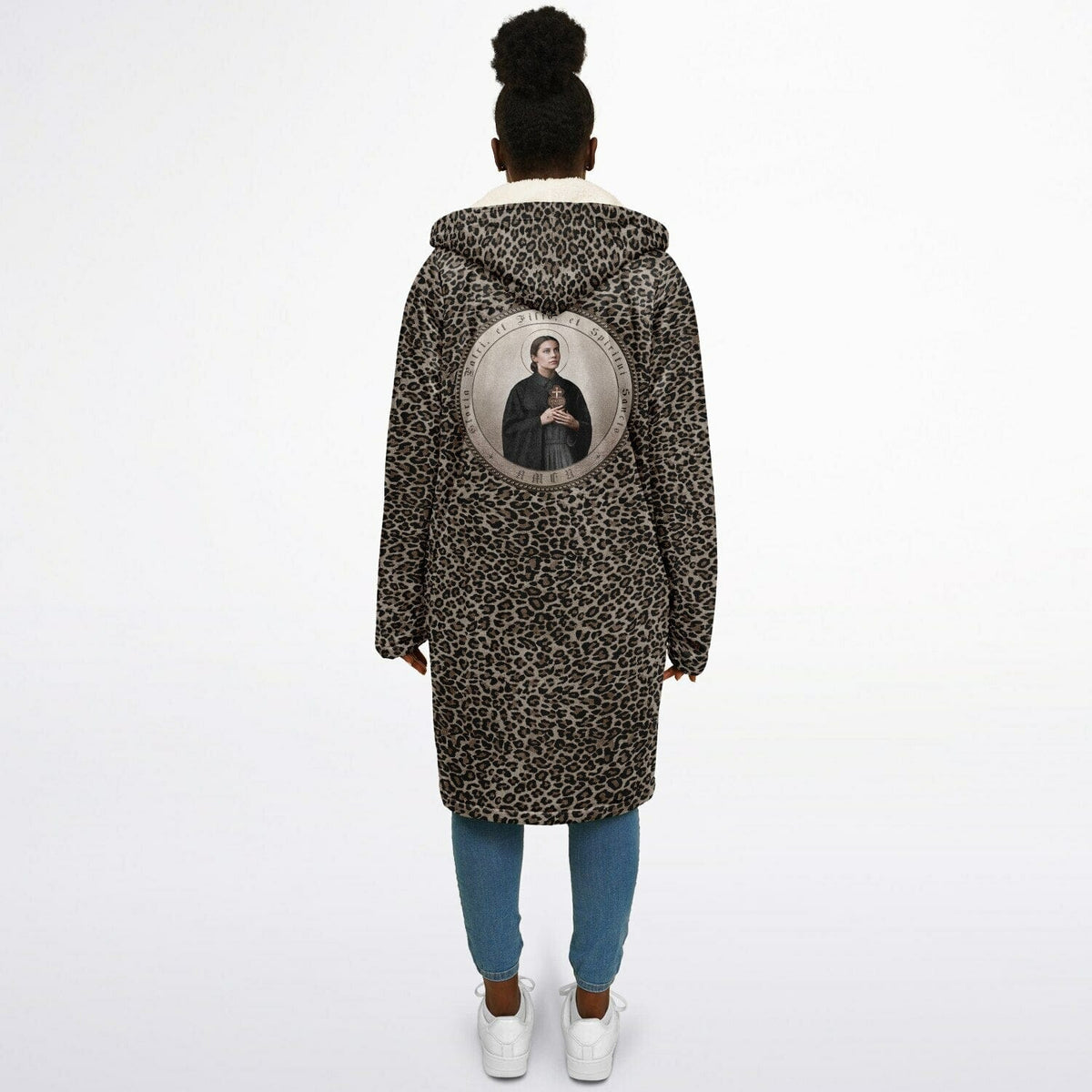 St. Gemma Galgani Zipper Microfleece Cloak (Bold Leopard) Copyright VENXARA