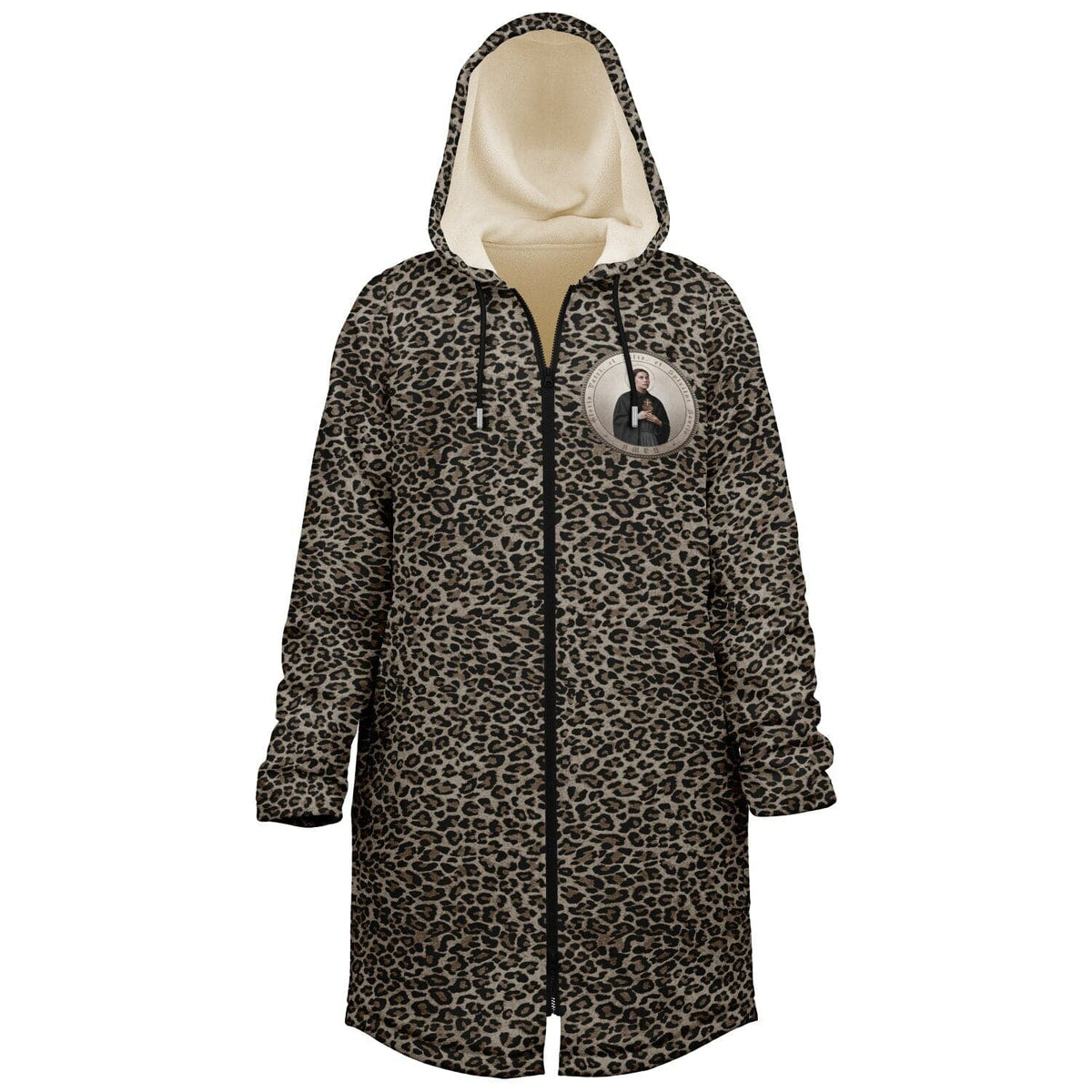 St. Gemma Galgani Zipper Microfleece Cloak (Bold Leopard) Copyright VENXARA