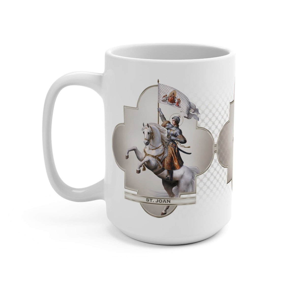St. Joan of Arc Ceramic Mug (White 15 oz) Copyright VENXARA