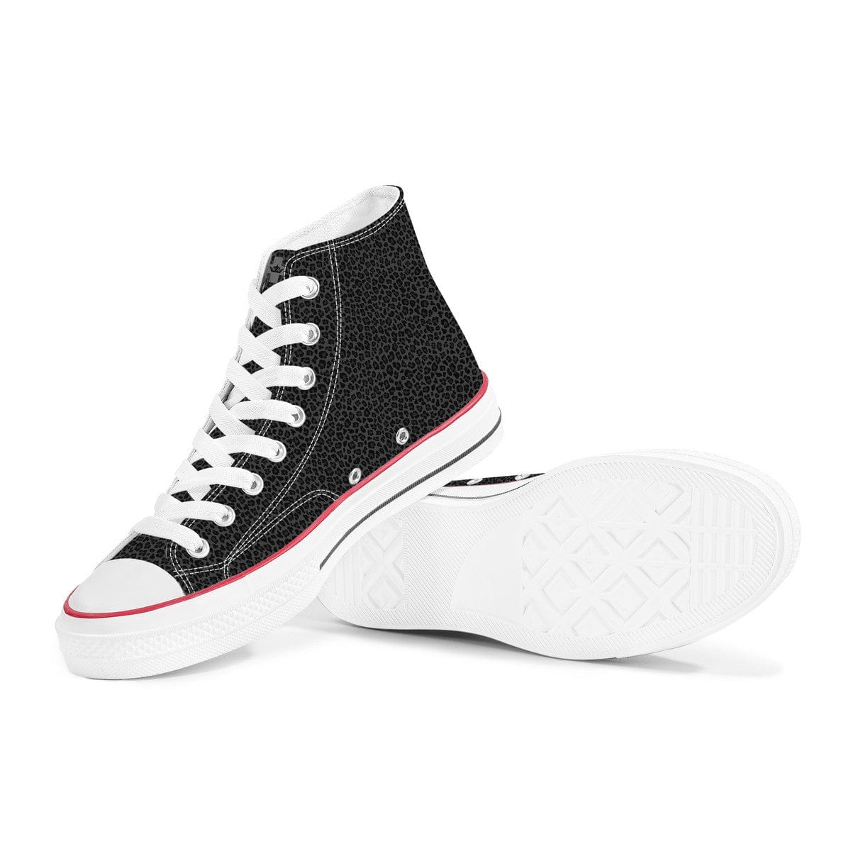 St. Joan of Arc In Battle Classic Canvas High Top Shoes (Black Leopard) Copyright VENXARA