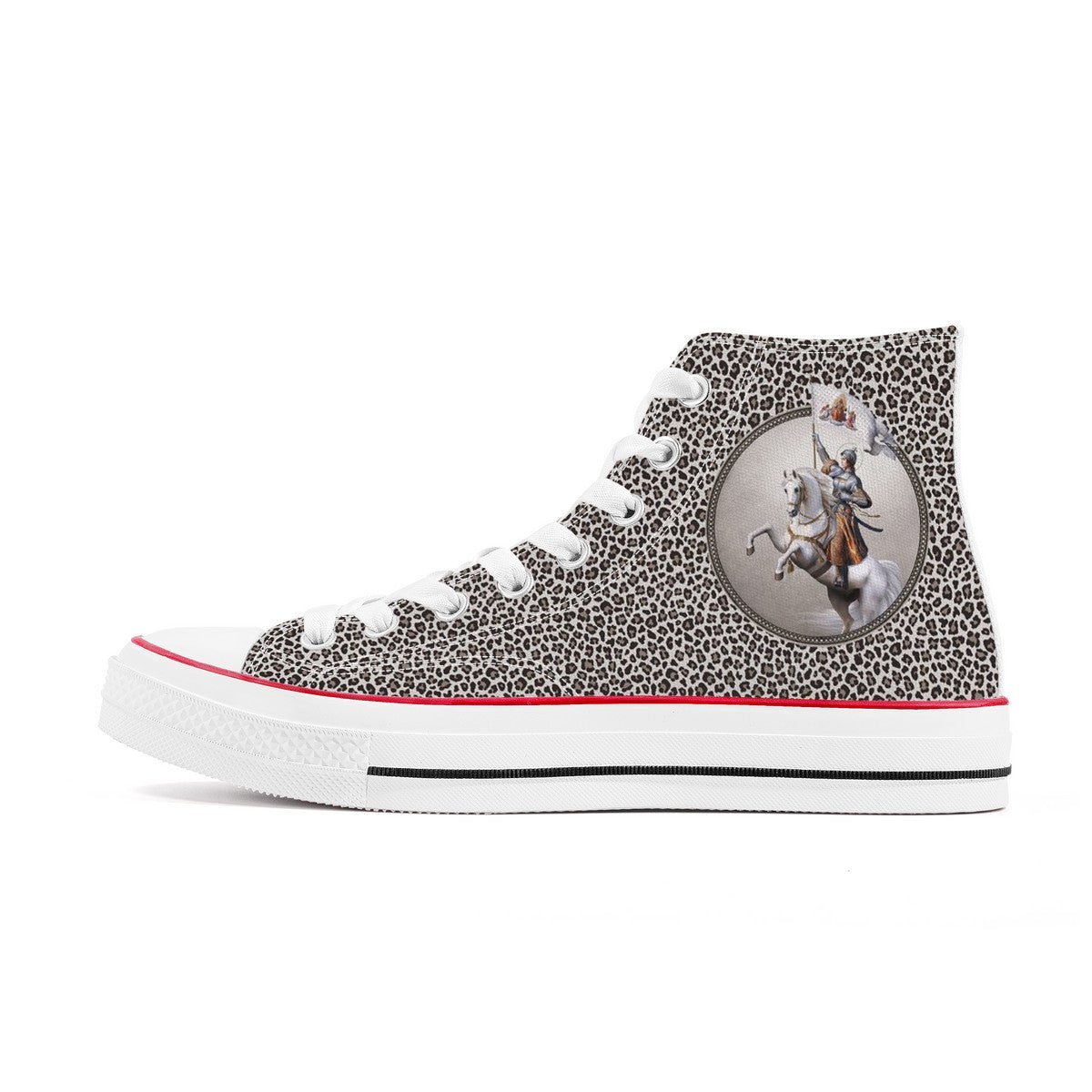 St. Joan of Arc In Battle Classic Canvas High Top Shoes (Leopard) - VENXARA®