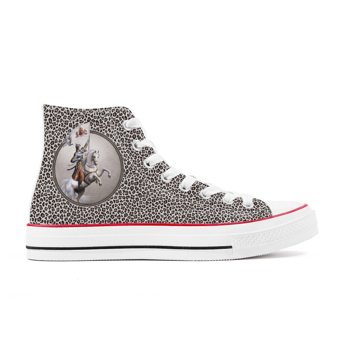 St. Joan of Arc In Battle Classic Canvas High Top Shoes (Leopard) - VENXARA®