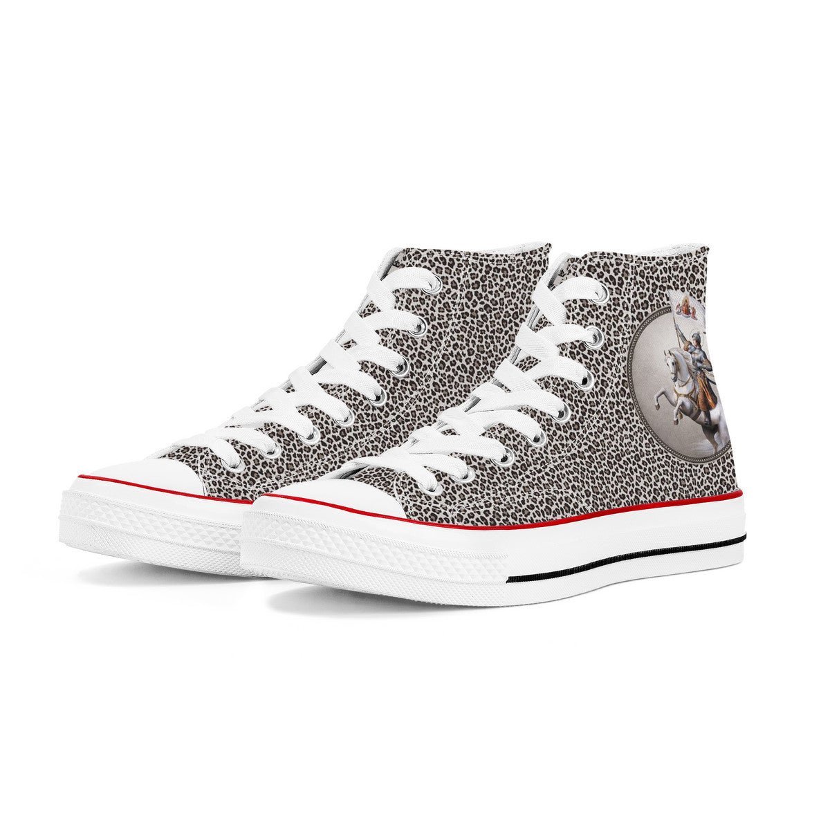 St. Joan of Arc In Battle Classic Canvas High Top Shoes (Leopard) - VENXARA®