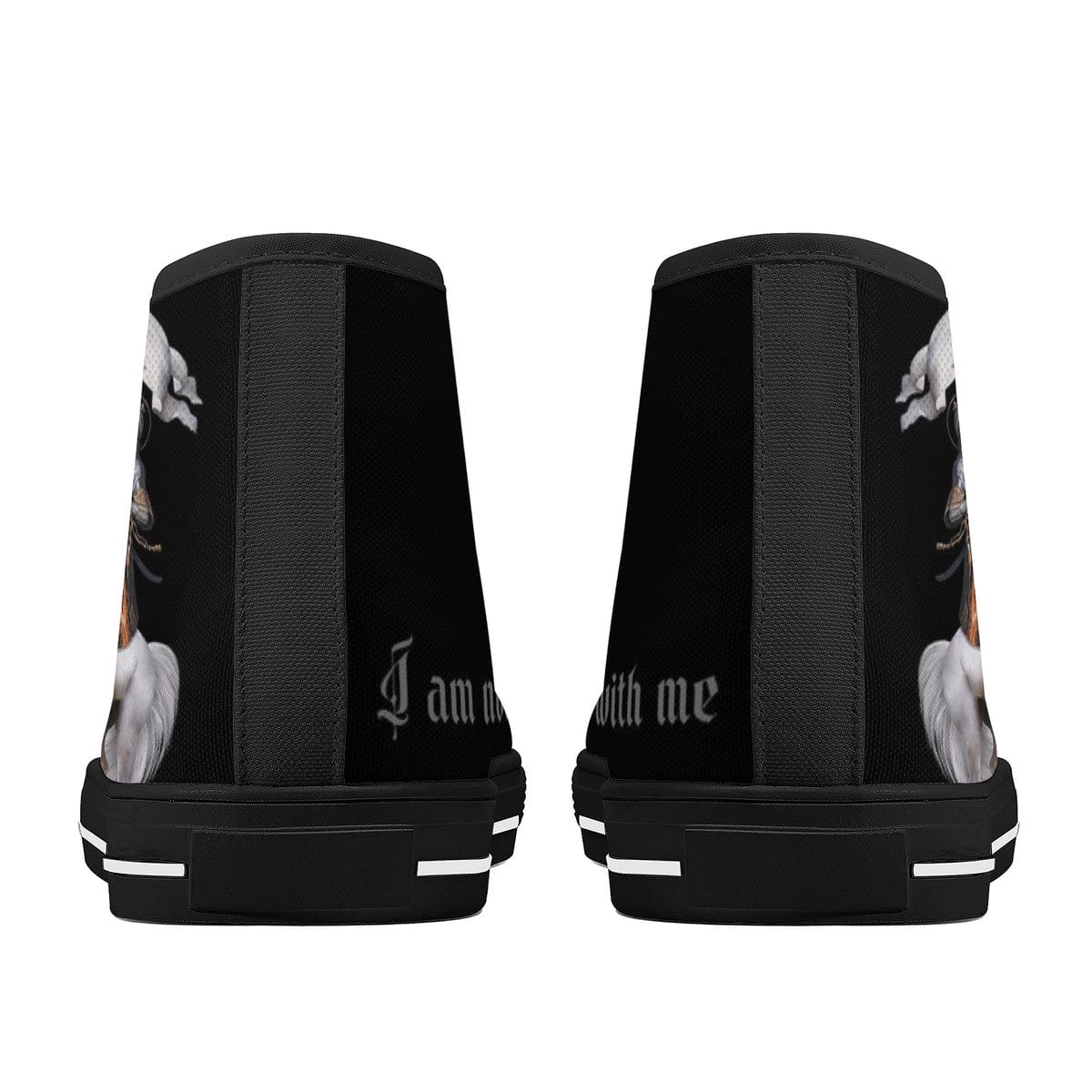 St. Joan of Arc in Battle Comfort Canvas High Top Shoes (Black/Black) Copyright VENXARA