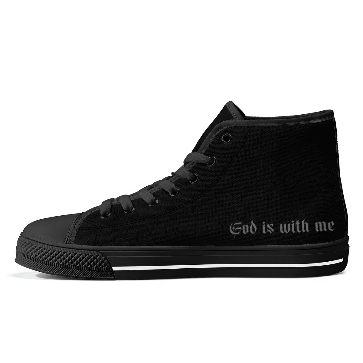 St. Joan of Arc in Battle Comfort Canvas High Top Shoes (Black/Black) - VENXARA®