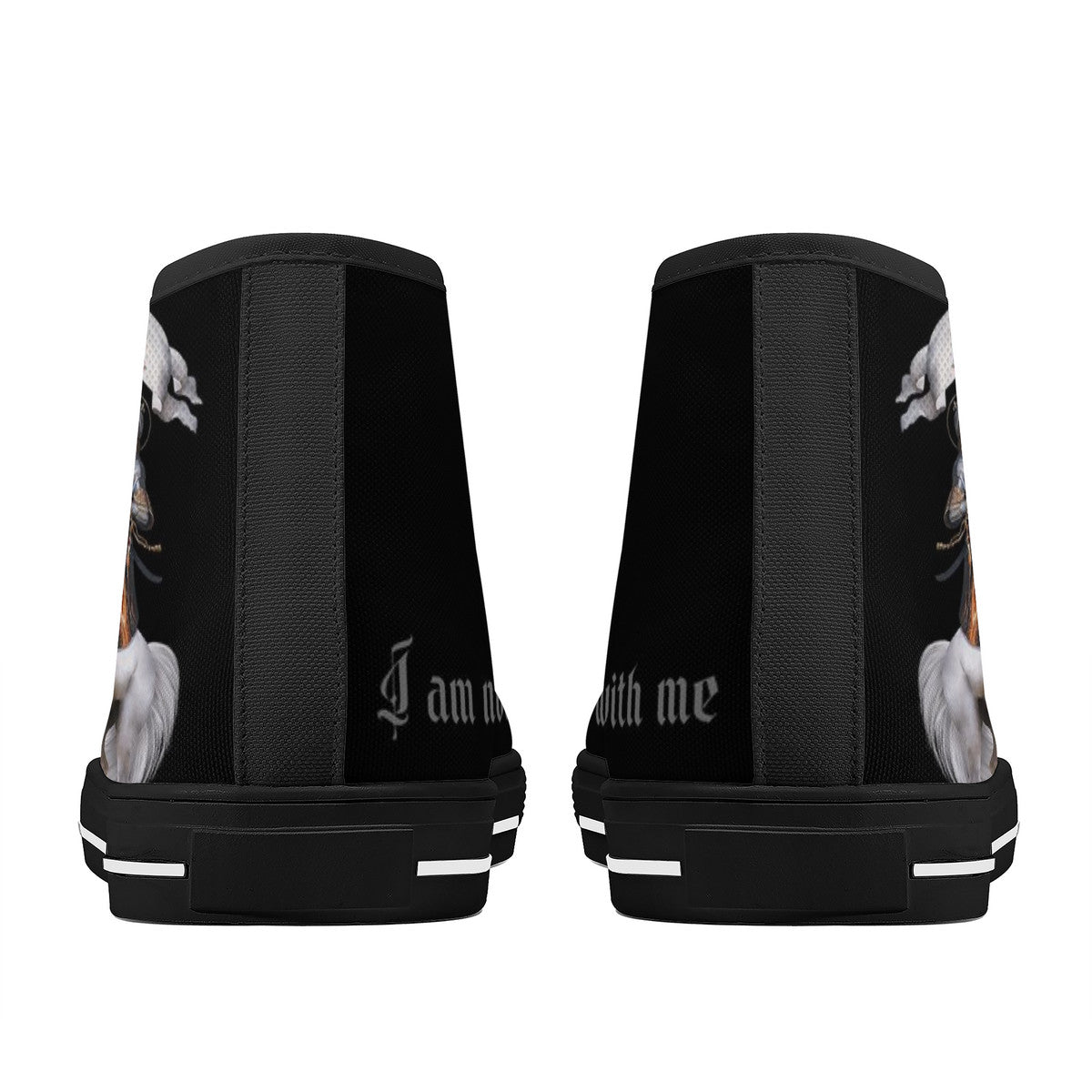 St. Joan of Arc in Battle Comfort Canvas High Top Shoes (Black/Black) - VENXARA®