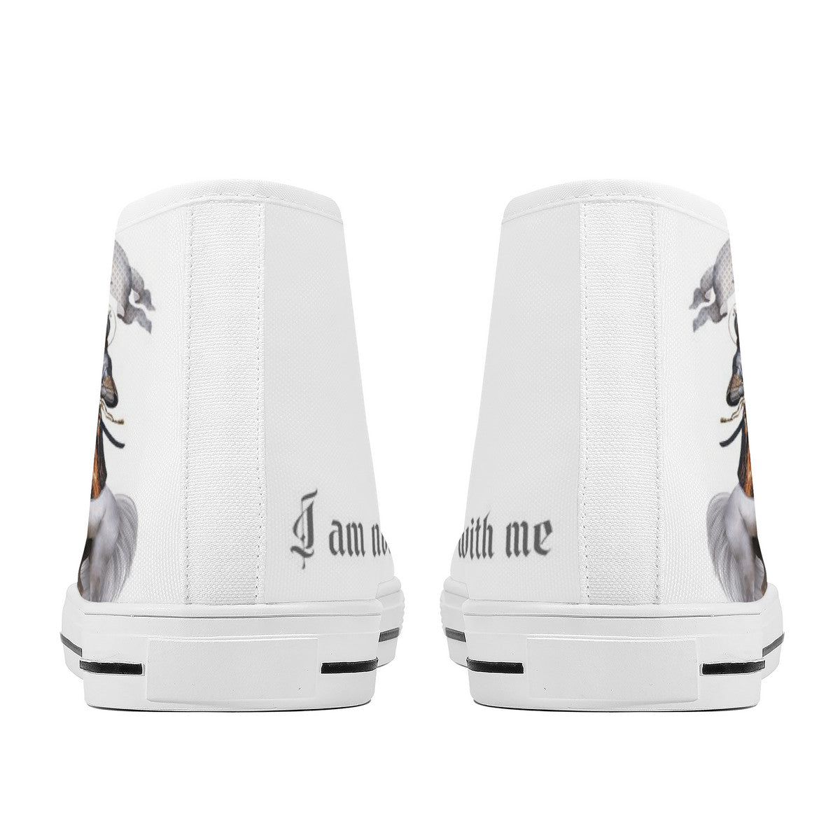 St. Joan of Arc in Battle Comfort Canvas High Top Shoes (White/White) - VENXARA®