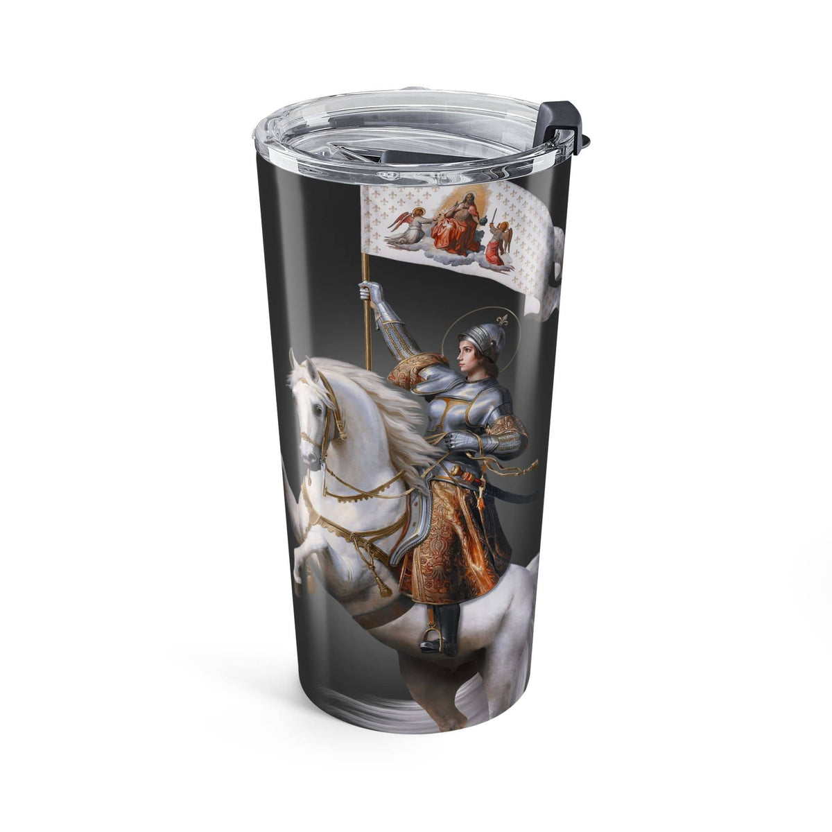 St. Joan of Arc in Battle Lord's Prayer Tumbler (Ash 20 oz) Copyright VENXARA