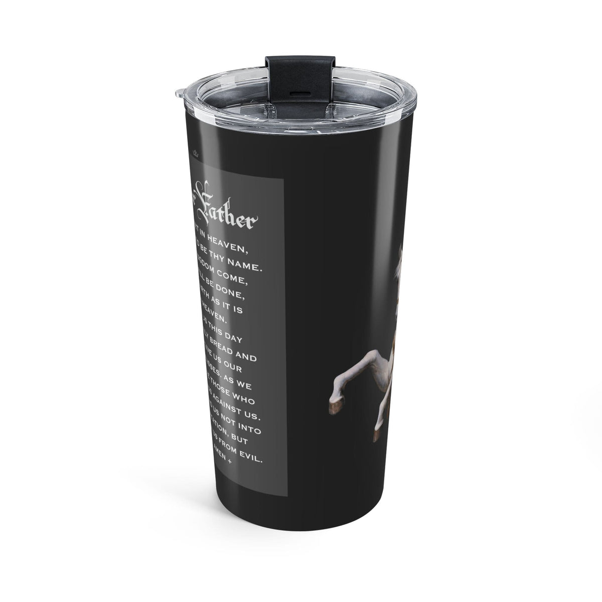 St. Joan of Arc in Battle Lord's Prayer Tumbler (Ash 20 oz) Copyright VENXARA