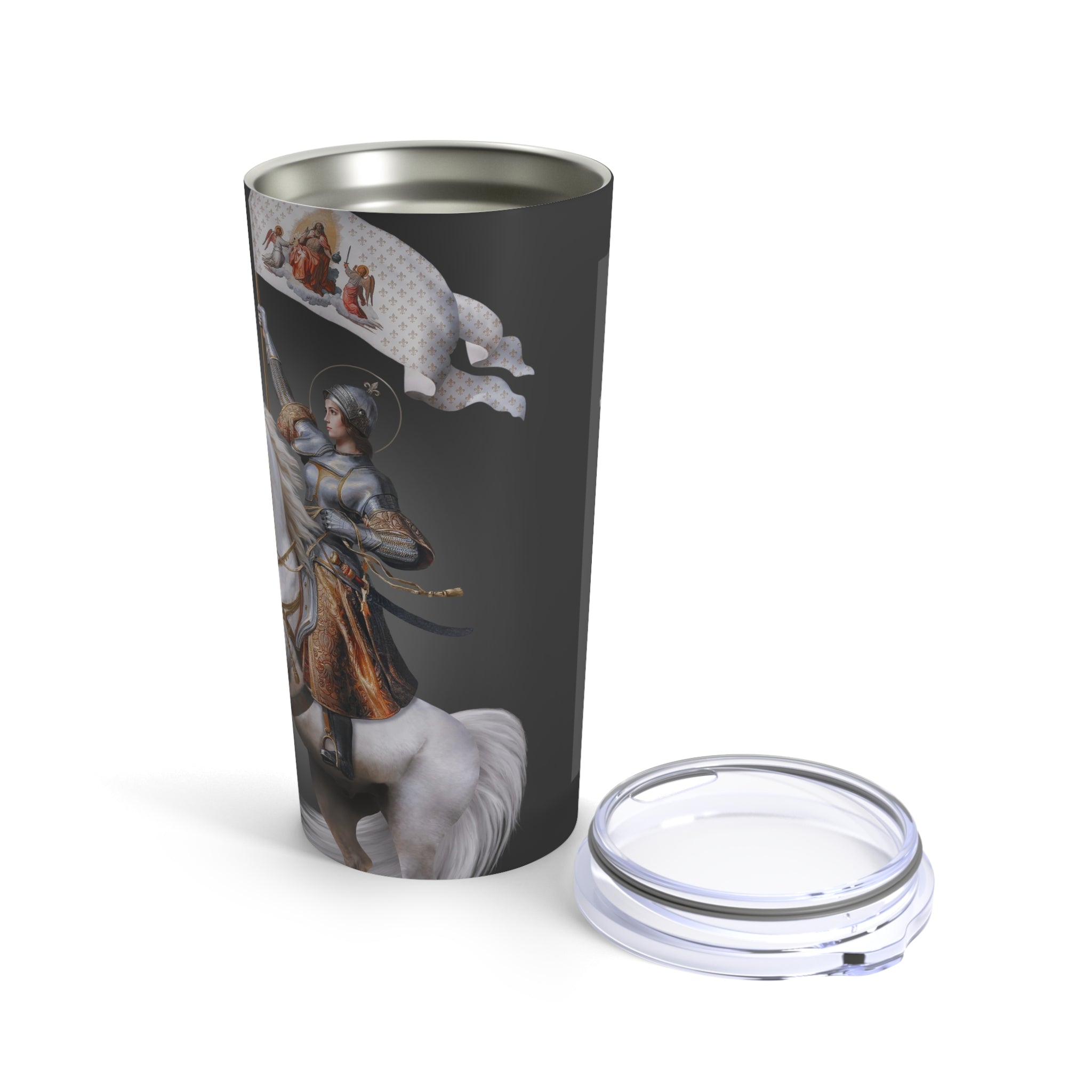 St. Joan of Arc in Battle Lord's Prayer Tumbler 20 oz. (Ash) - VENXARA®