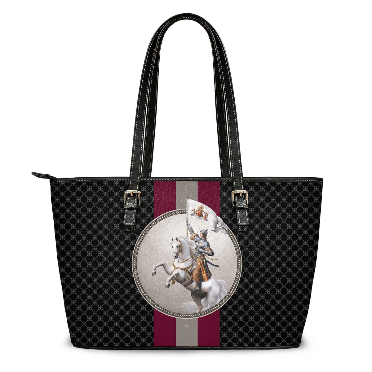 St. Joan of Arc in Battle Medallion Tote Bag (Charcoal) Copyright VENXARA