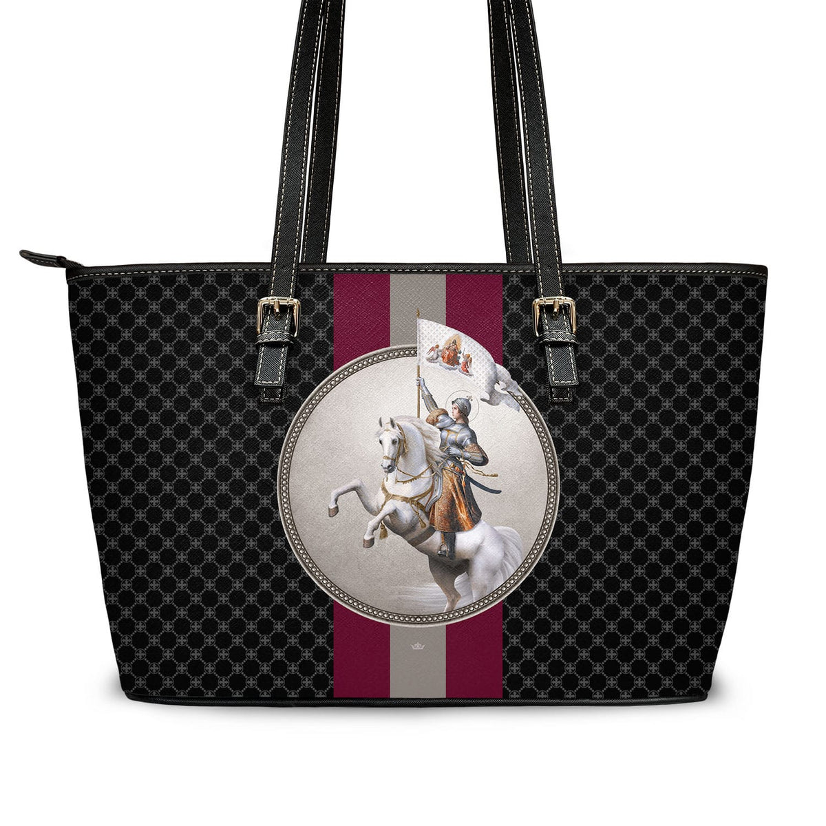 St. Joan of Arc in Battle Medallion Tote Bag (Charcoal) Copyright VENXARA