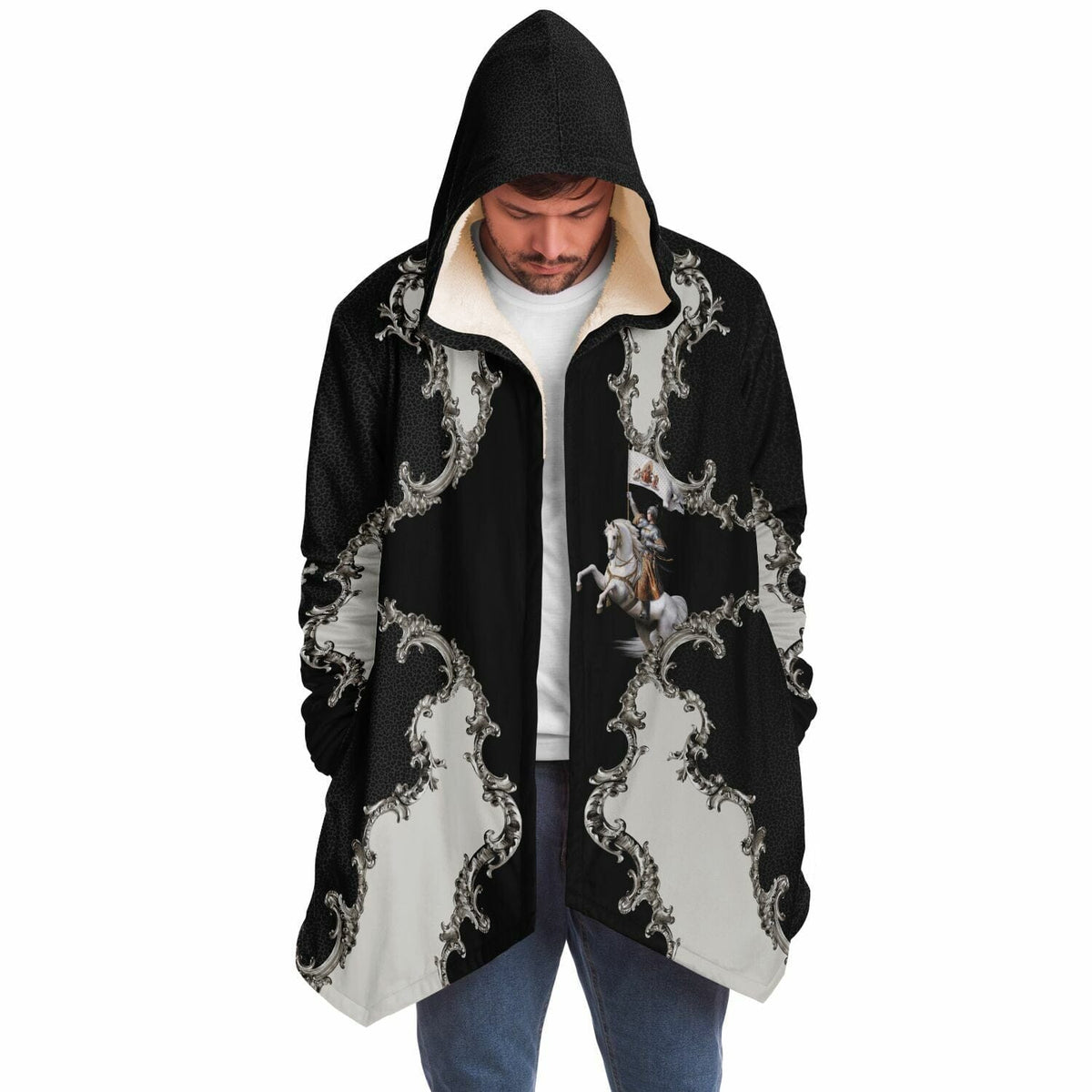 St. Joan of Arc in Battle Microfleece Cloak (Baroque Leopard) Copyright VENXARA