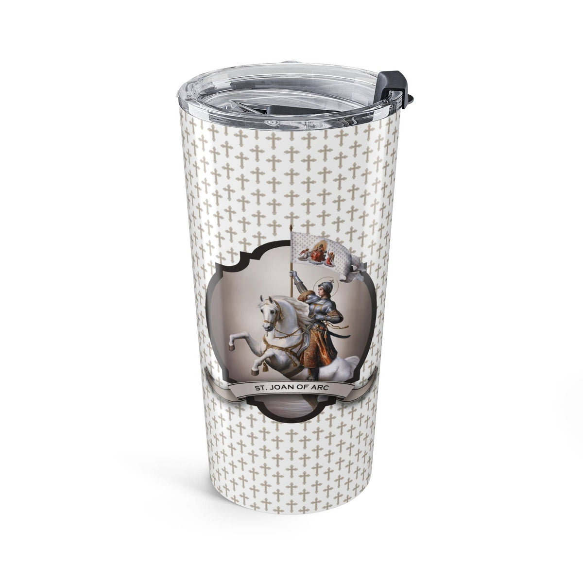 St. Joan of Arc In Battle Tumbler (Crosses 20 oz) Copyright VENXARA