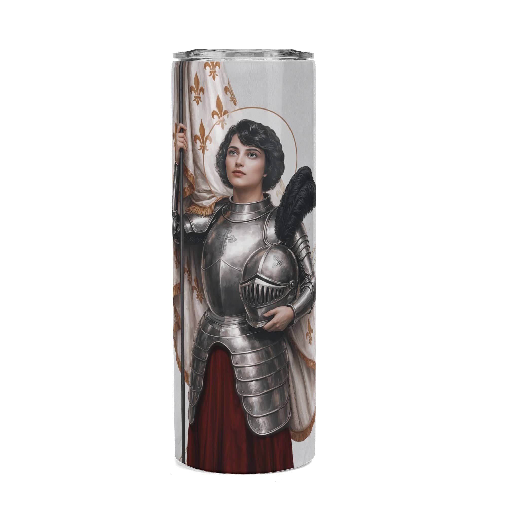 St. Joan of Arc Lord's Prayer Skinny Tumbler (Blanc Marble 20 oz) Copyright VENXARA